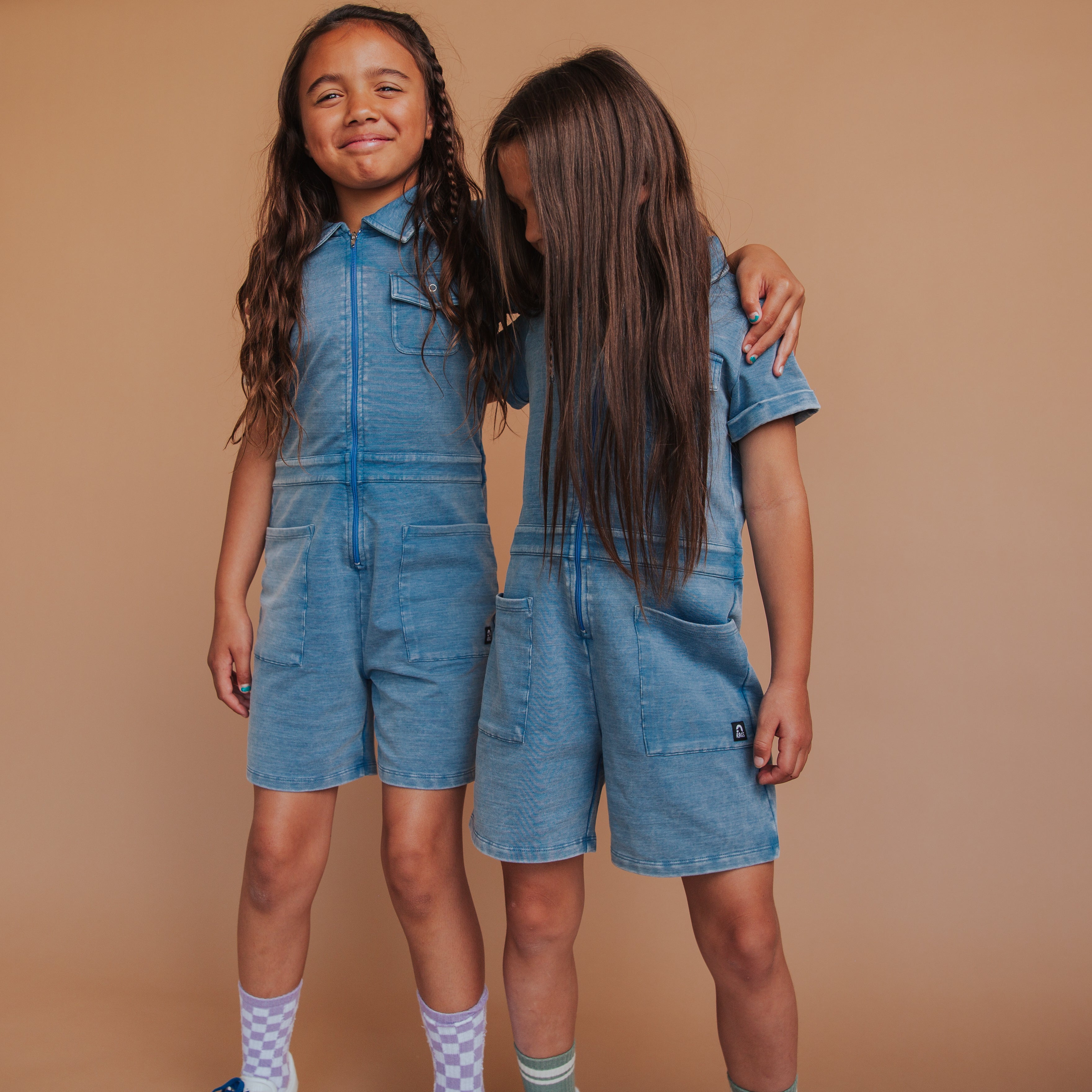 Indigo Denim Coverall Shortie | Kids Rompers & Jumpsuits | RAGS