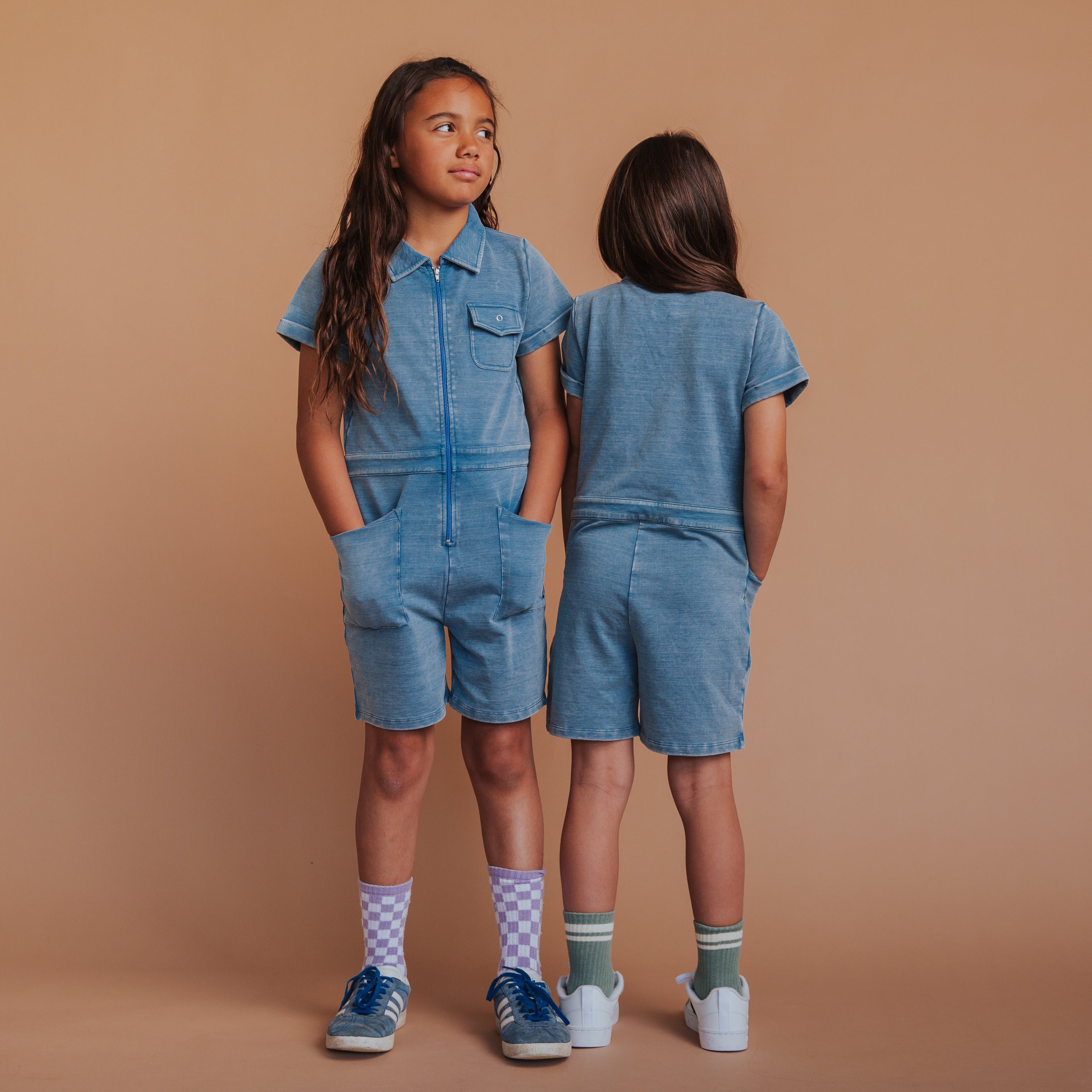 Indigo Denim Coverall Shortie | Kids Rompers & Jumpsuits | RAGS
