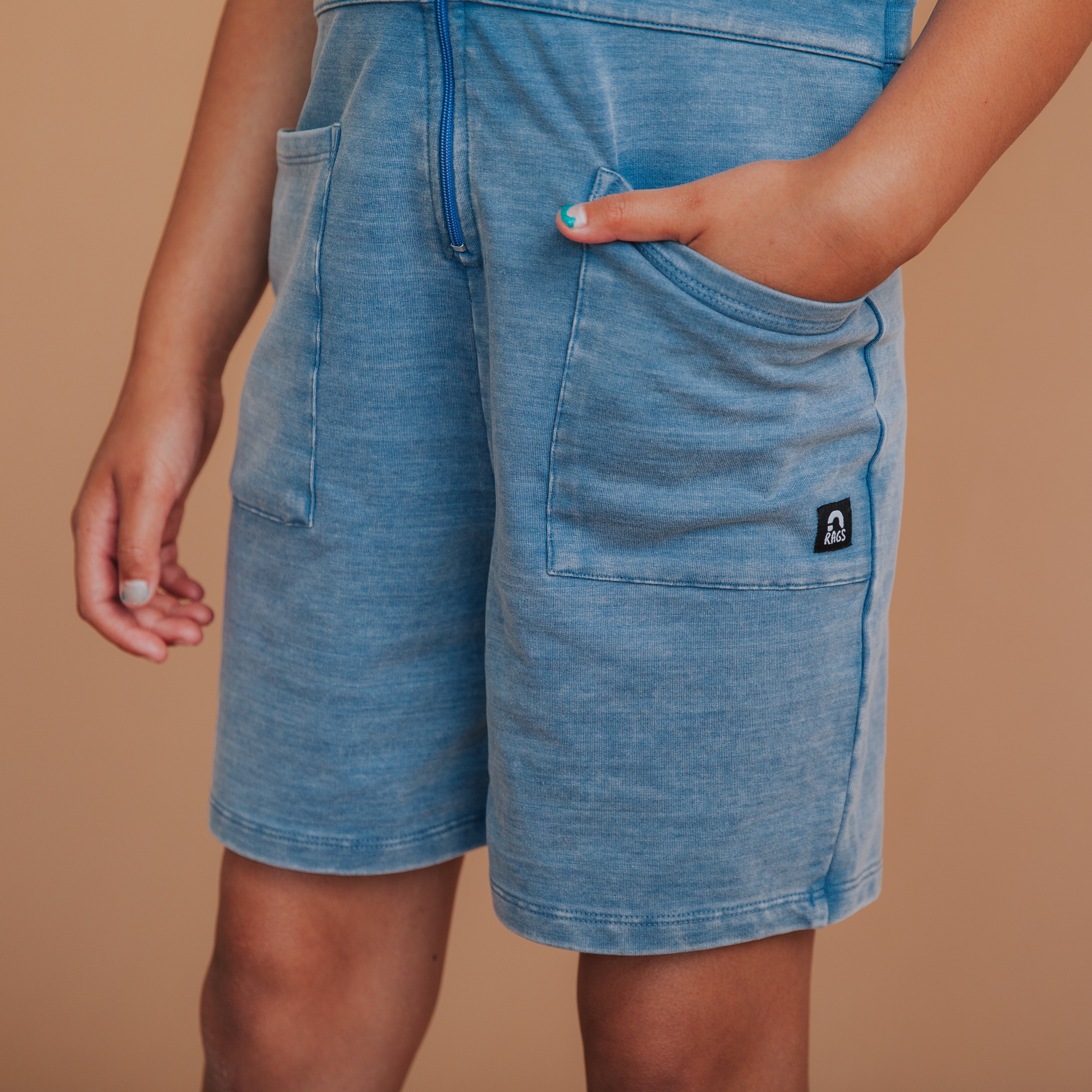 Indigo Denim Coverall Shortie | Kids Rompers & Jumpsuits | RAGS