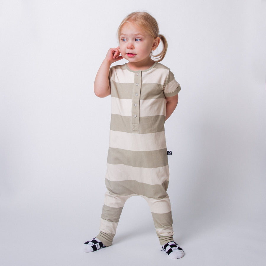 Essentials Rag Romper - Sage & Cream Stripe