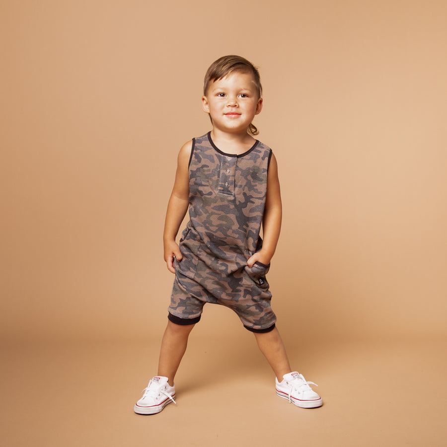 Rag Romper - Camo Waffle