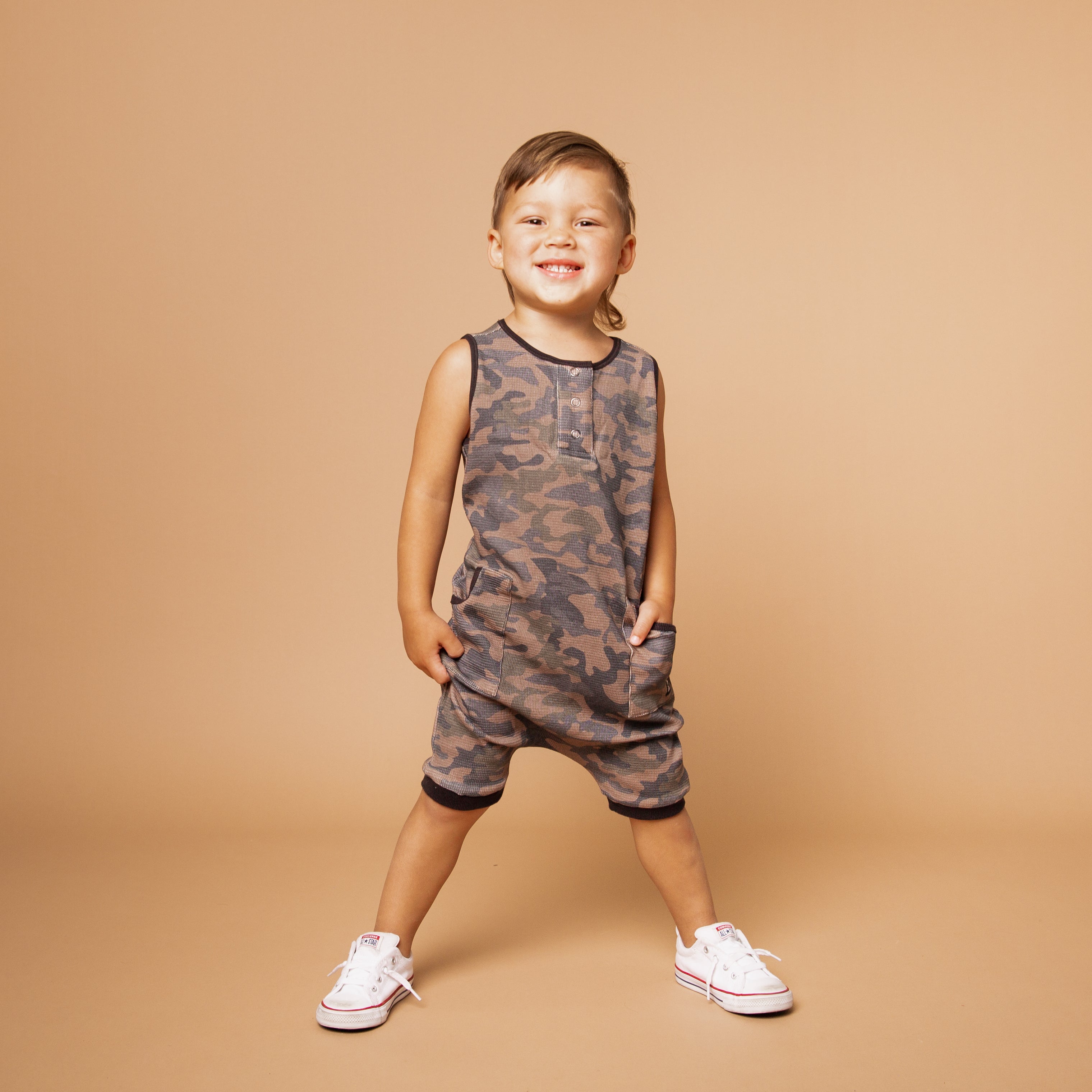 Rag Romper - Camo Waffle