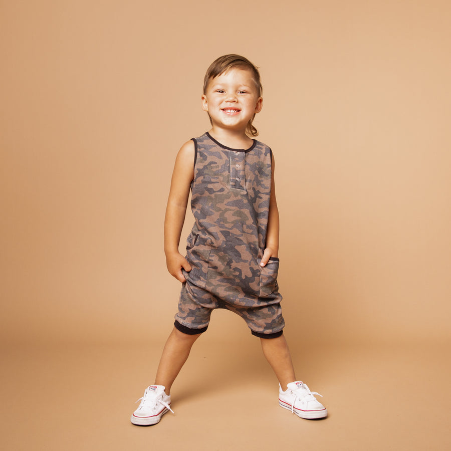 Rag Romper - Camo Waffle