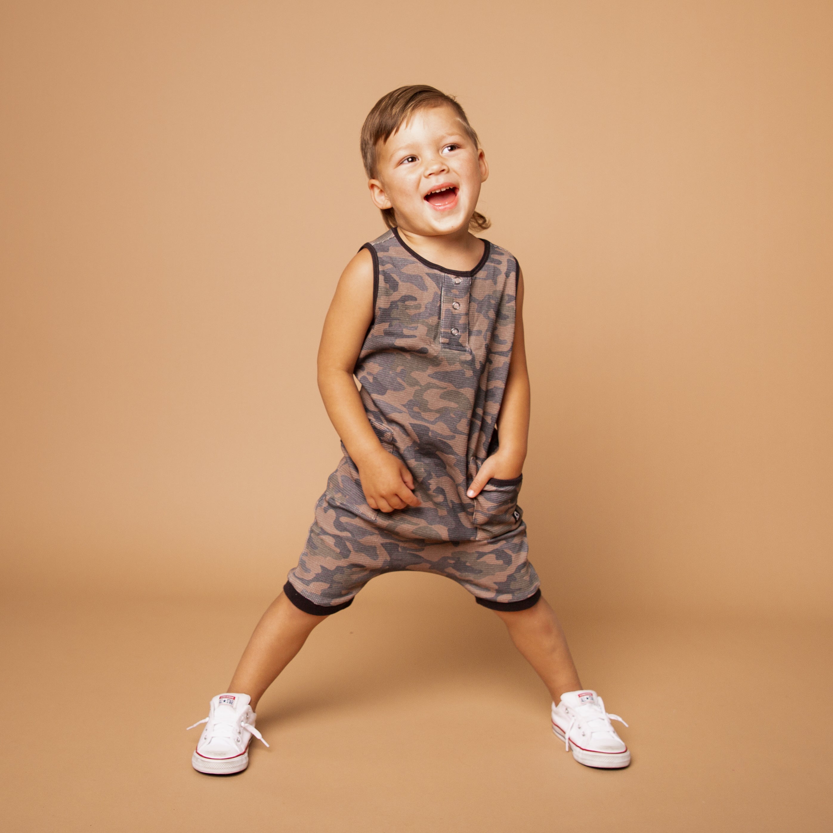 Rag Romper - Camo Waffle