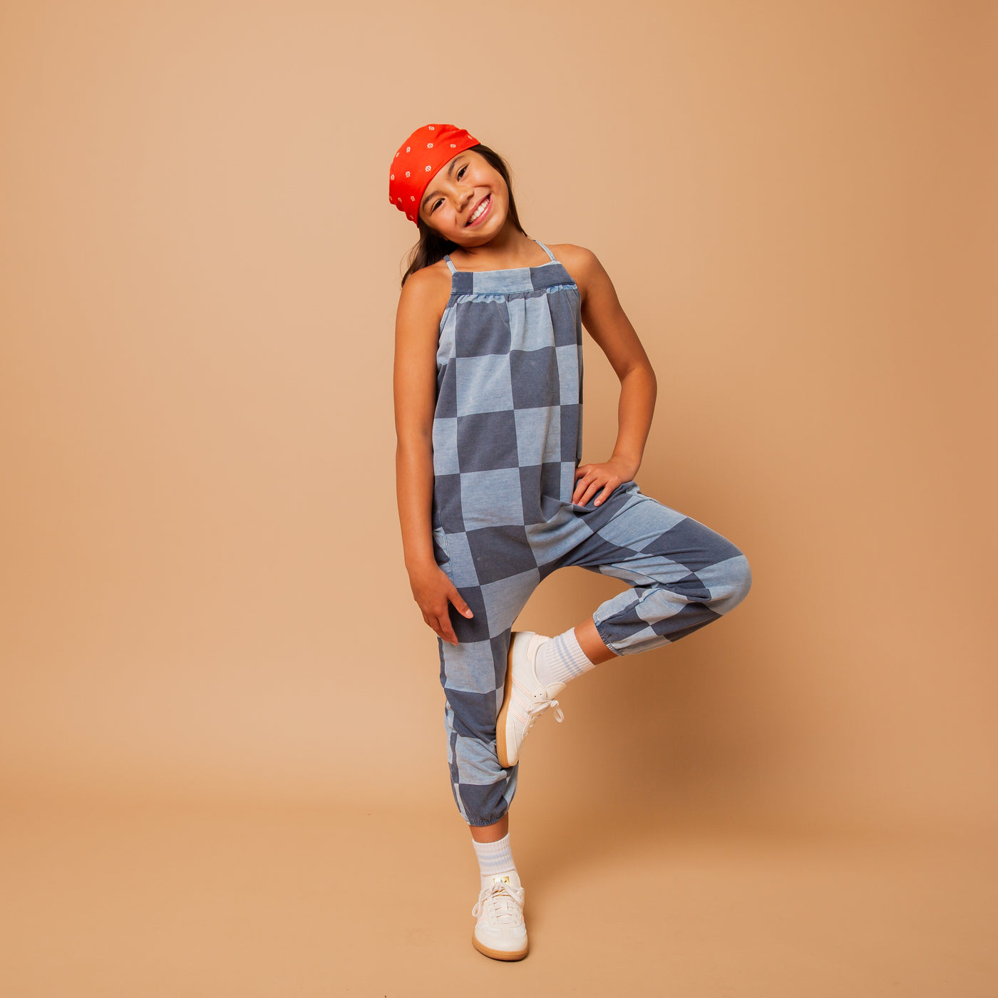 Strappy Jumper - Blue Denim Check