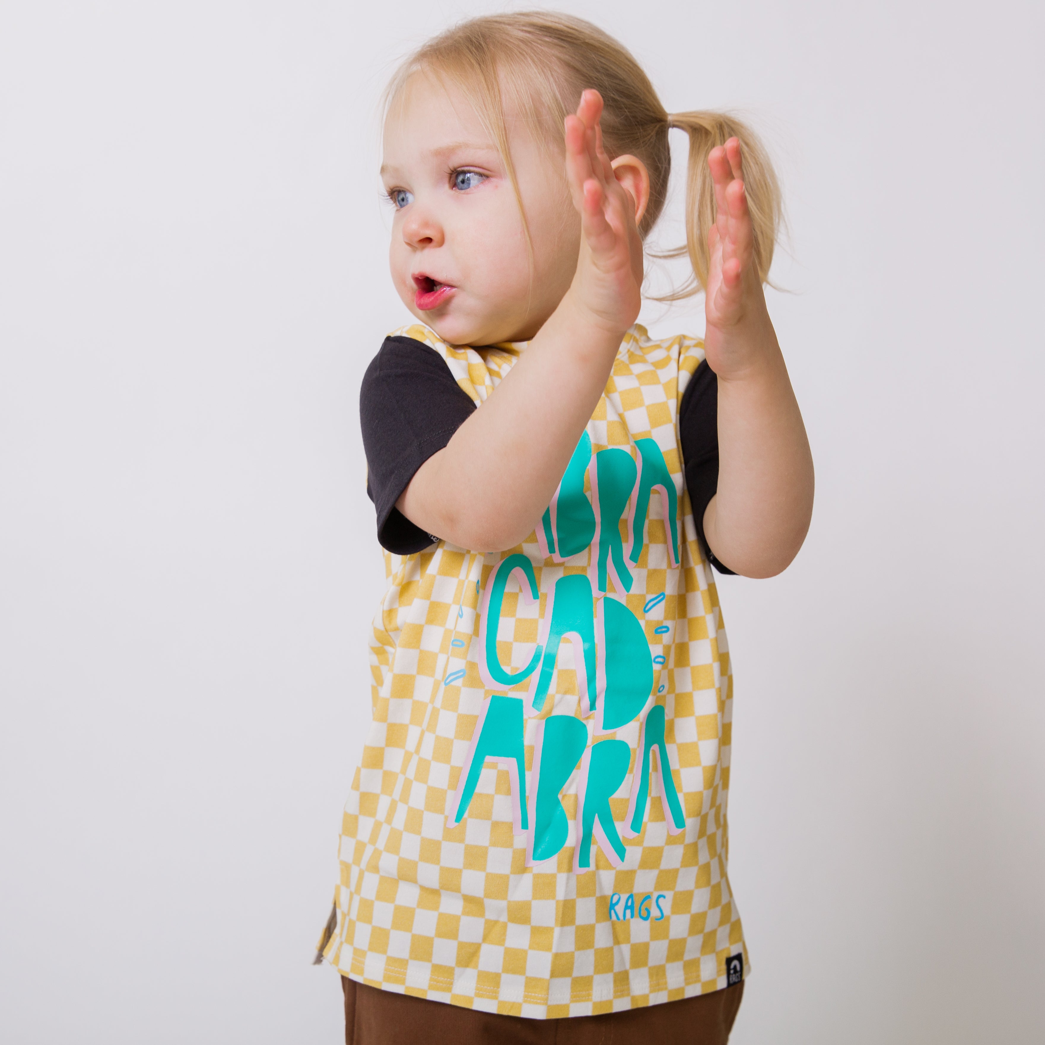 Short Sleeve Tee  - Abra Cadabra in Yellow Check