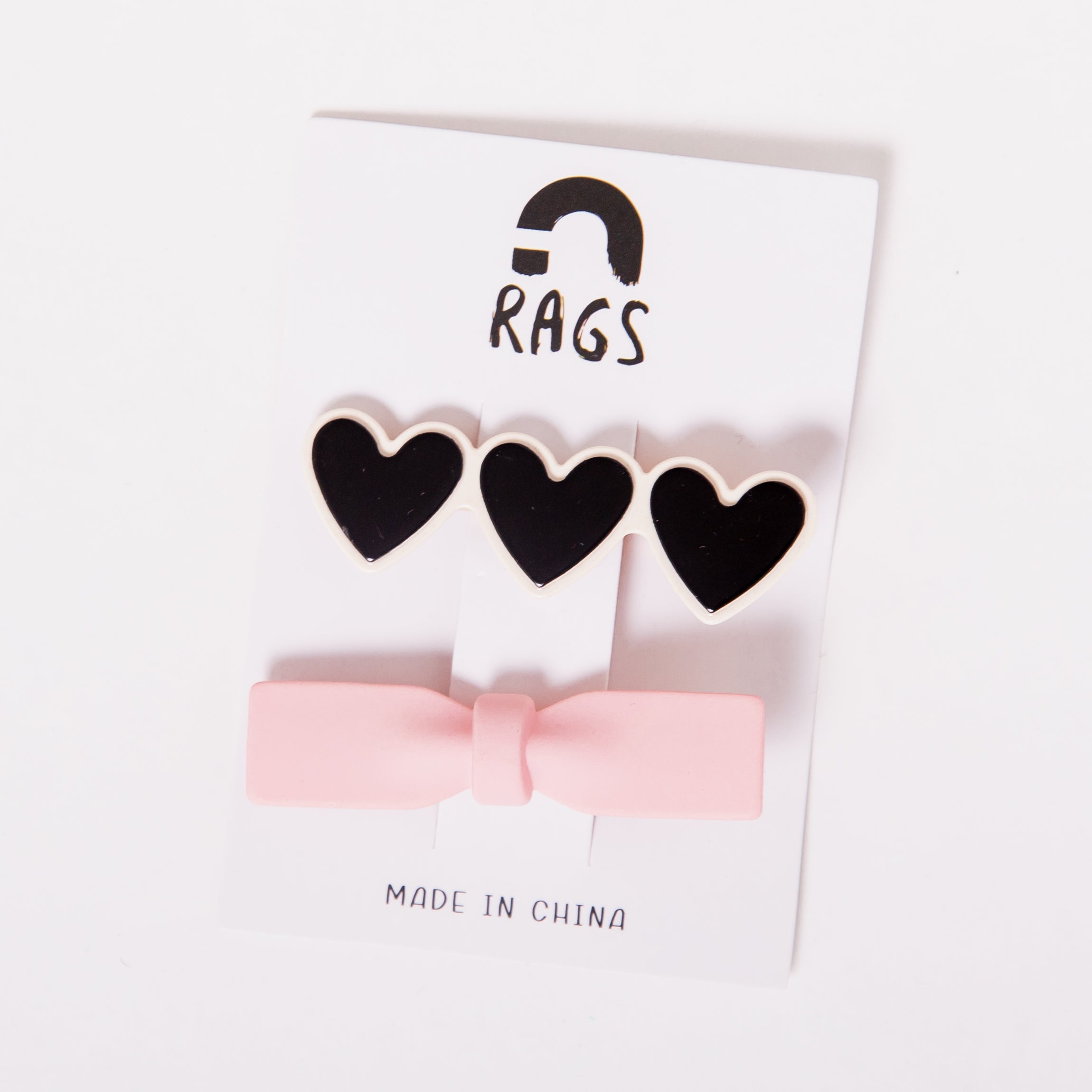 Hair Clips - 'Hearts & Bow'