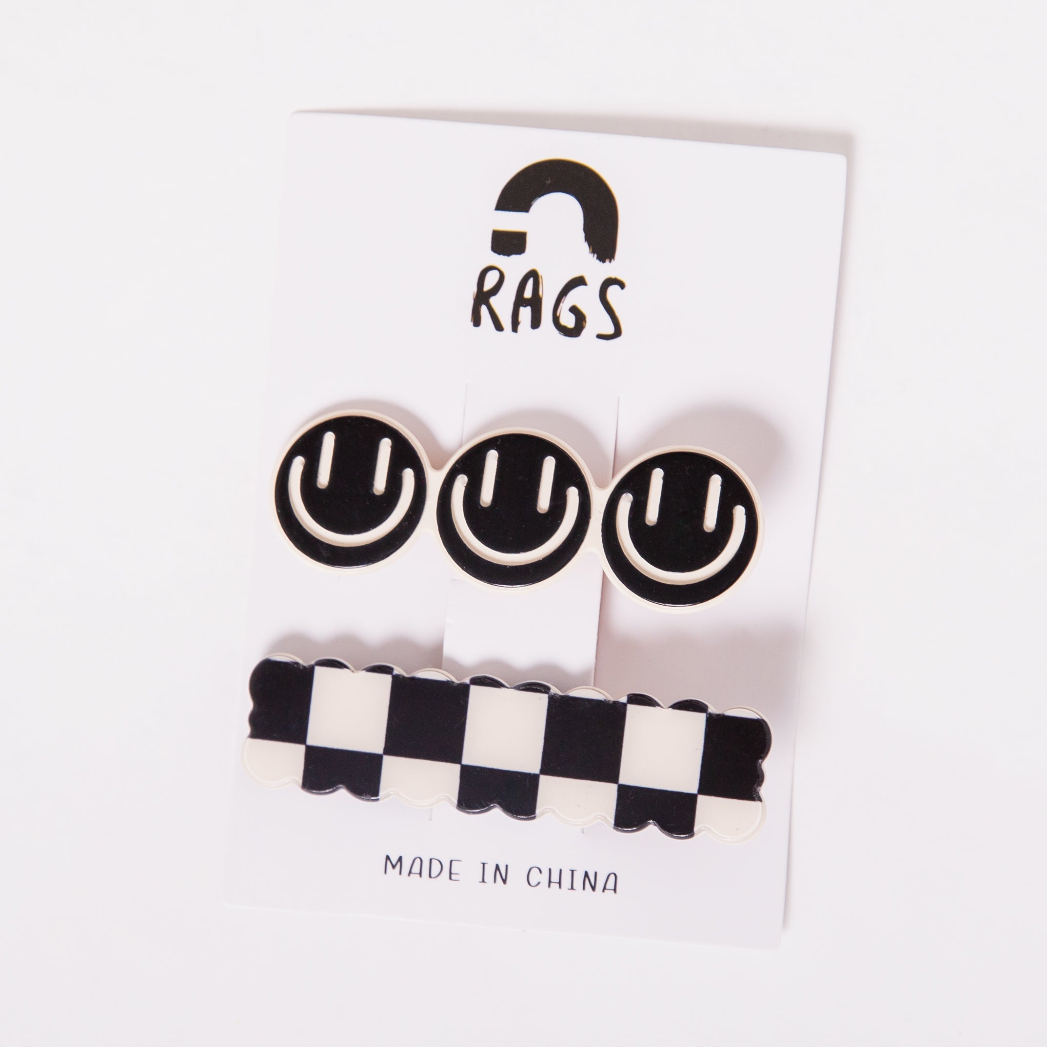 Hair Clips - 'Smiley Check'