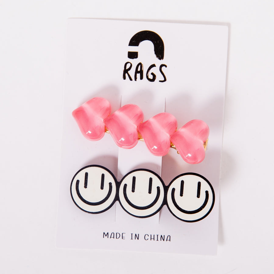 Hair Clips - 'Hearts & Smiles'