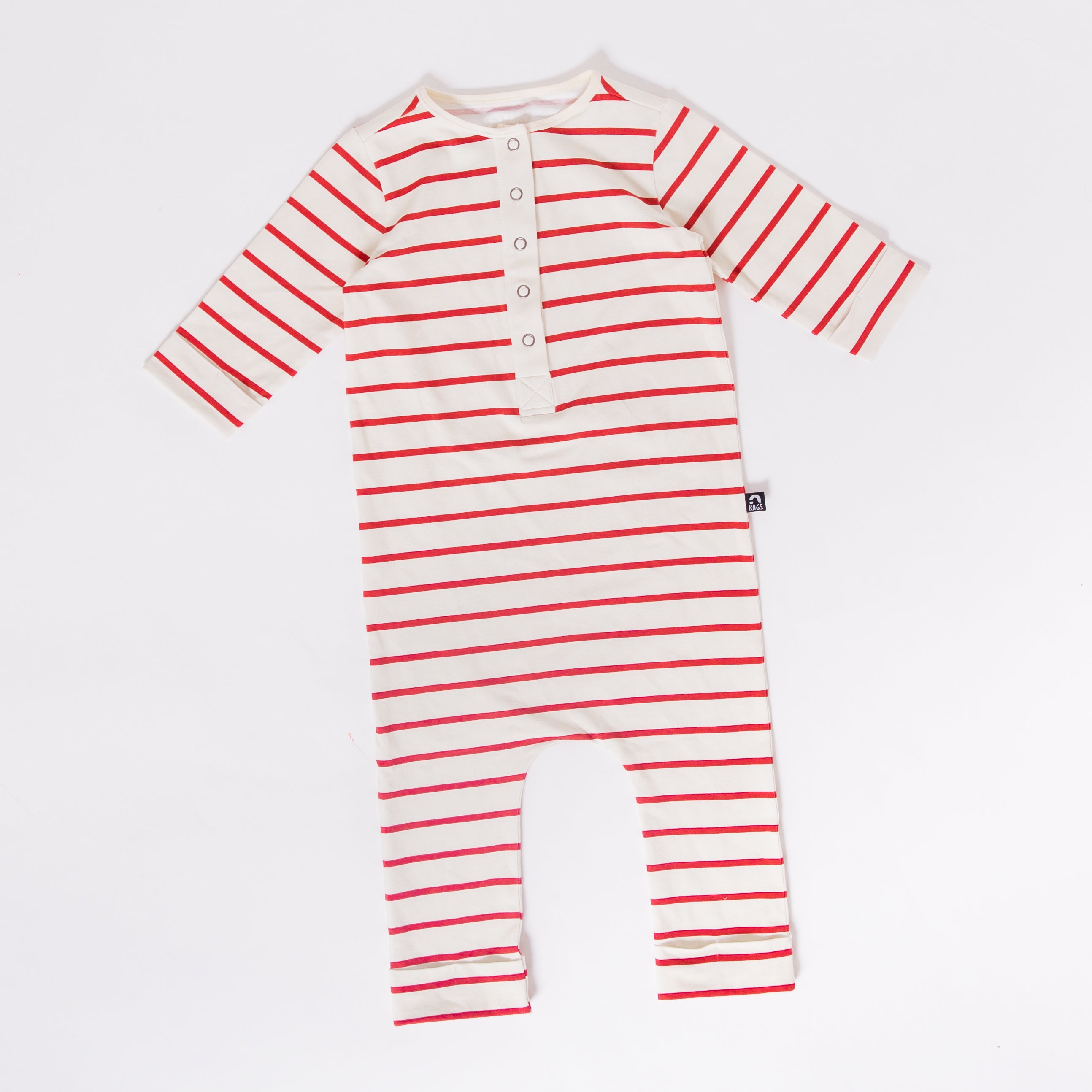 DESIGN tall utility pocket romper in sold white red stripe