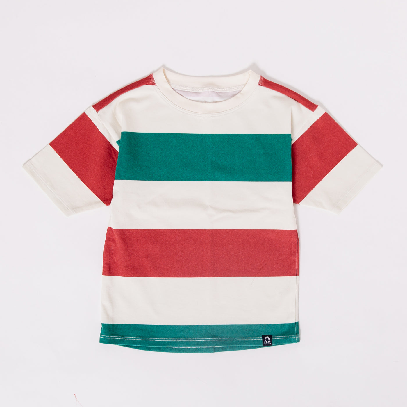 Essentials Drop Shoulder Tee - Big Holiday Stripe