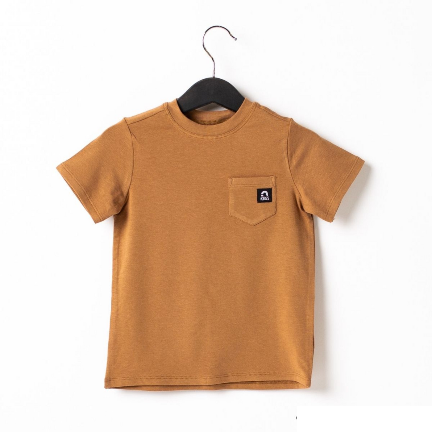 Essentials Short Sleeve Chest Pocket Rounded Kids Tee - 'Camel'