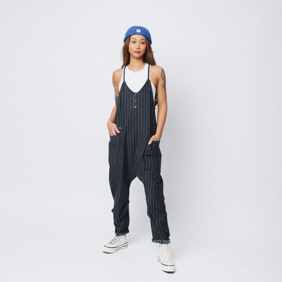 Women's Tank Romper - Light Black Pinstripe