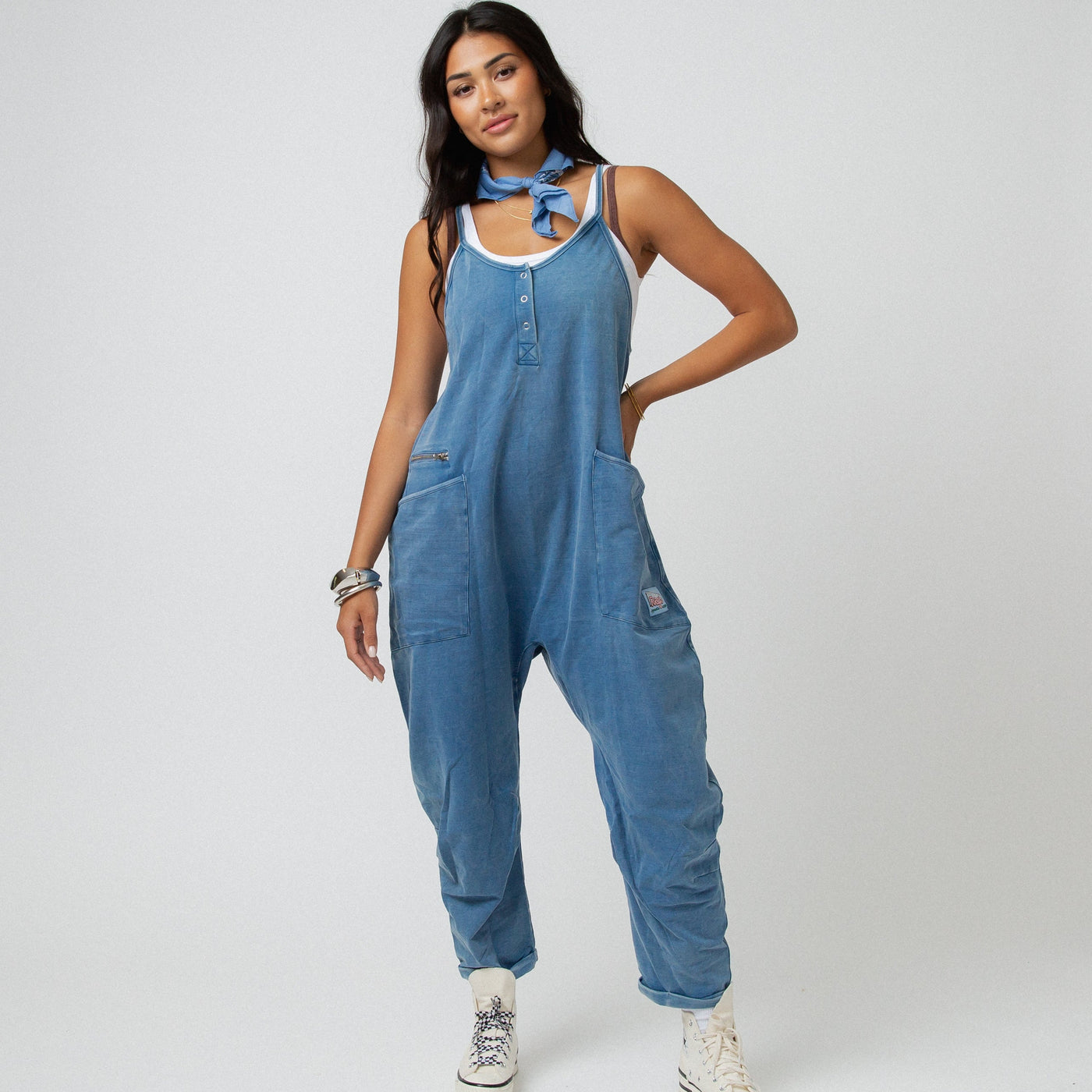 Women's Tank Romper - Light Indigo Washed Denim