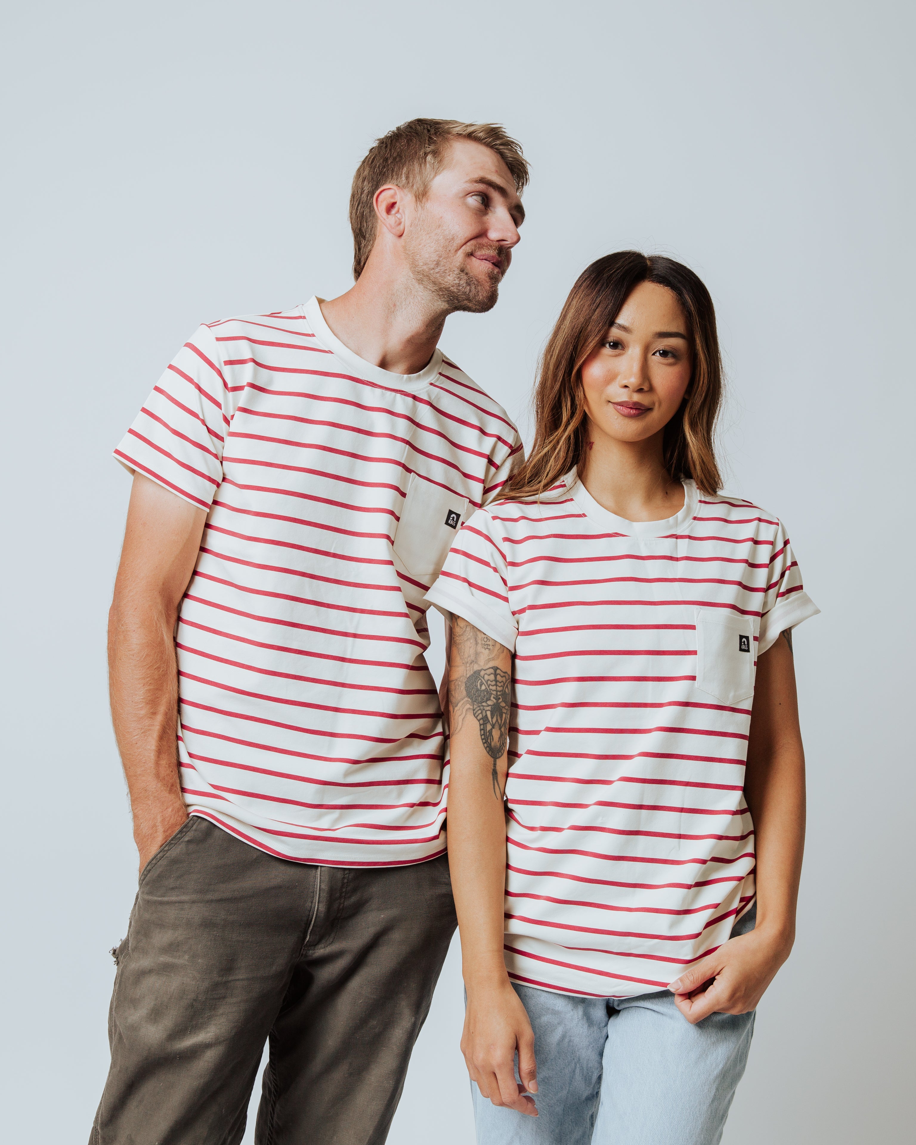 Adult Essentials Unisex Tee - Red and White Stripe