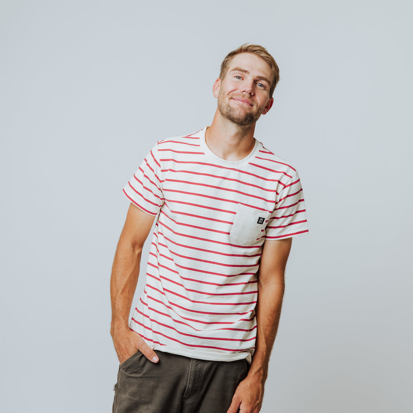 Adult Essentials Unisex Tee - Red and White Stripe