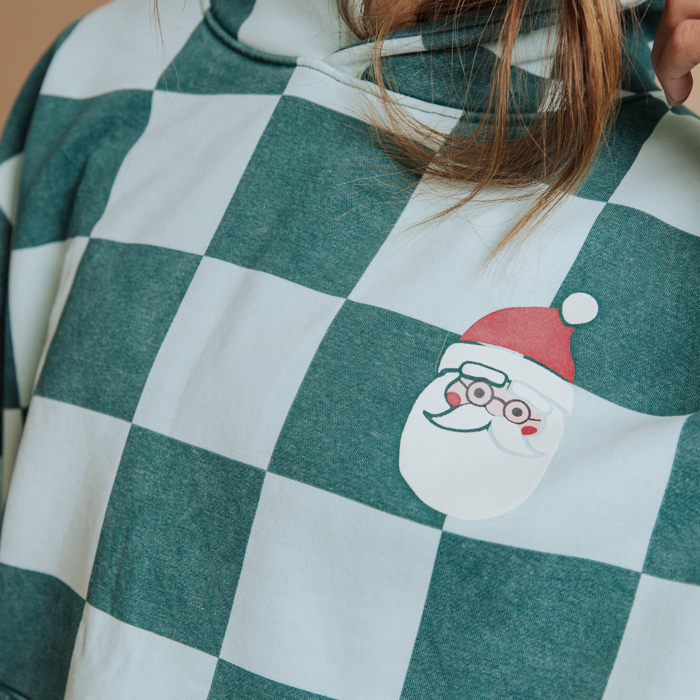 Adult Unisex Hoodie - Ho Ho Ho Green Check