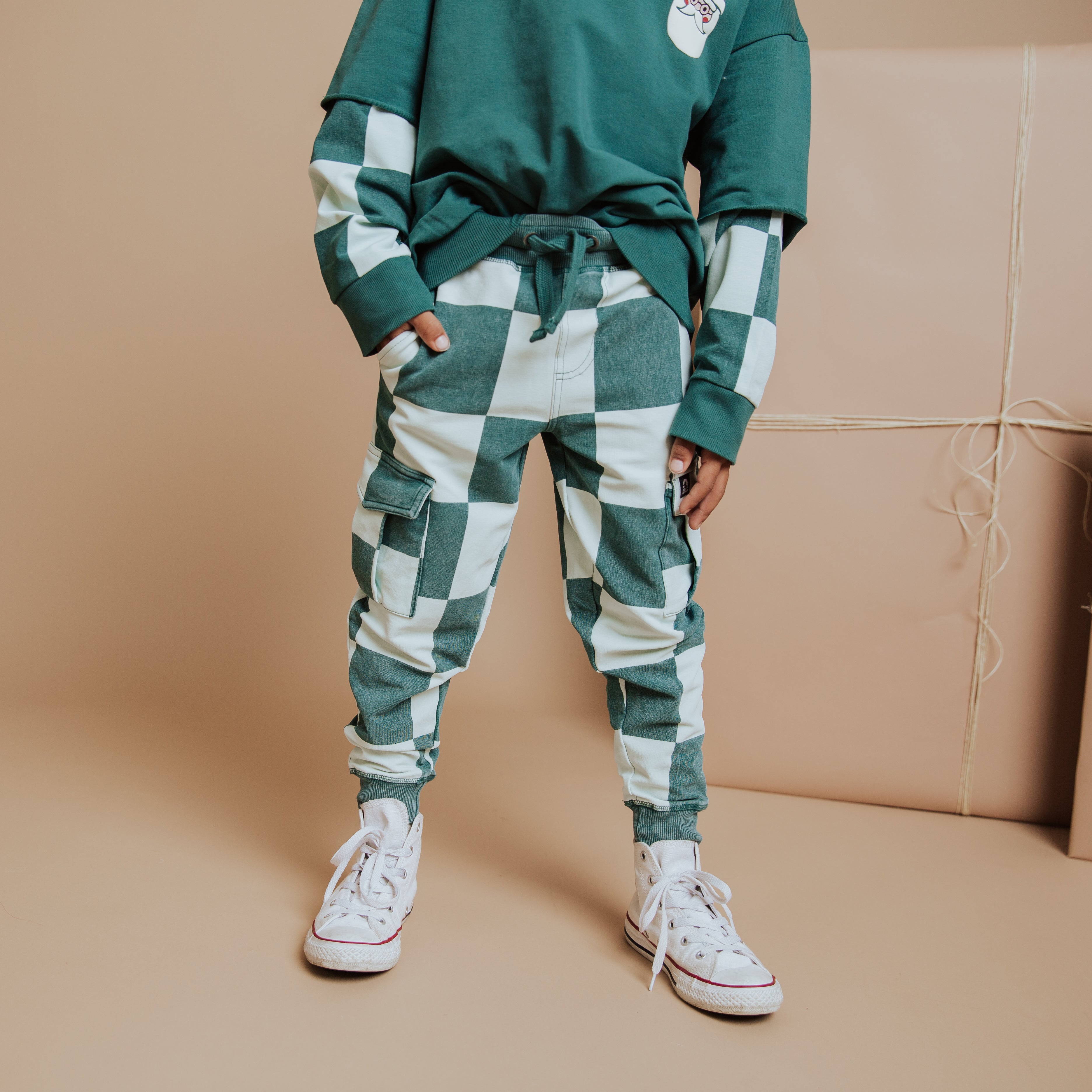 Relaxed Fit Joggers - Ho Ho Ho Green Check
