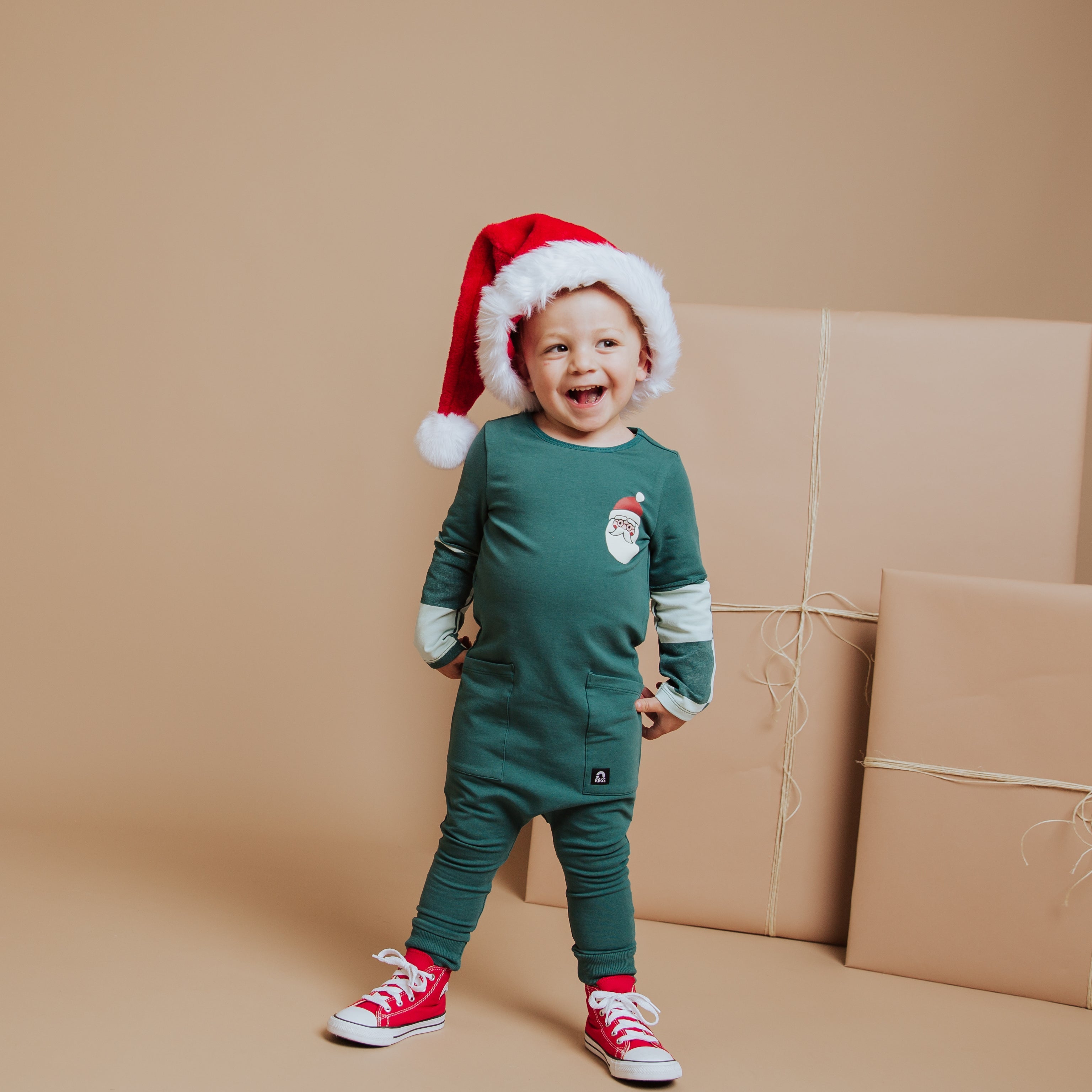 Layered Rag Romper - Ho Ho Ho Green Check