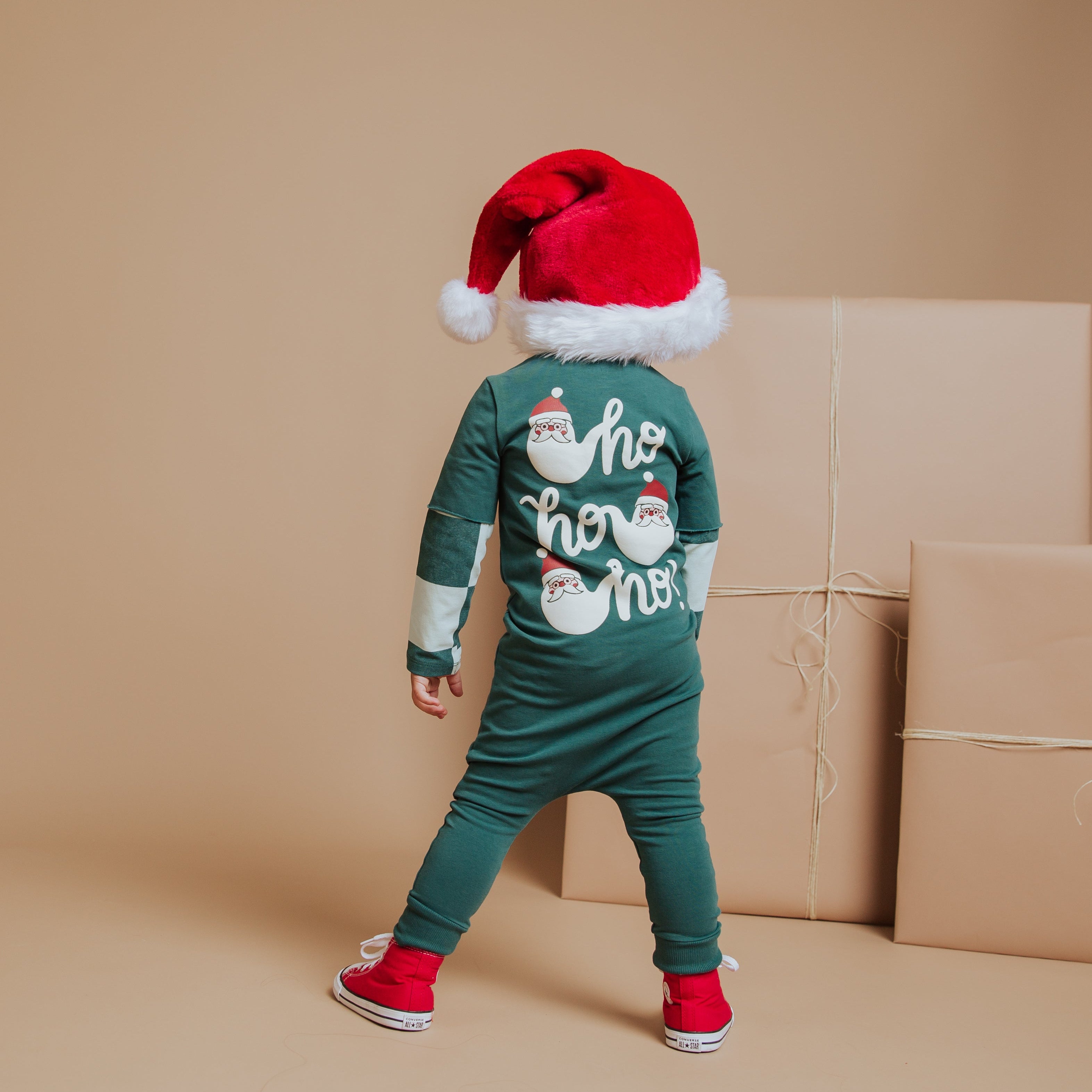 Layered Rag Romper - Ho Ho Ho Green Check