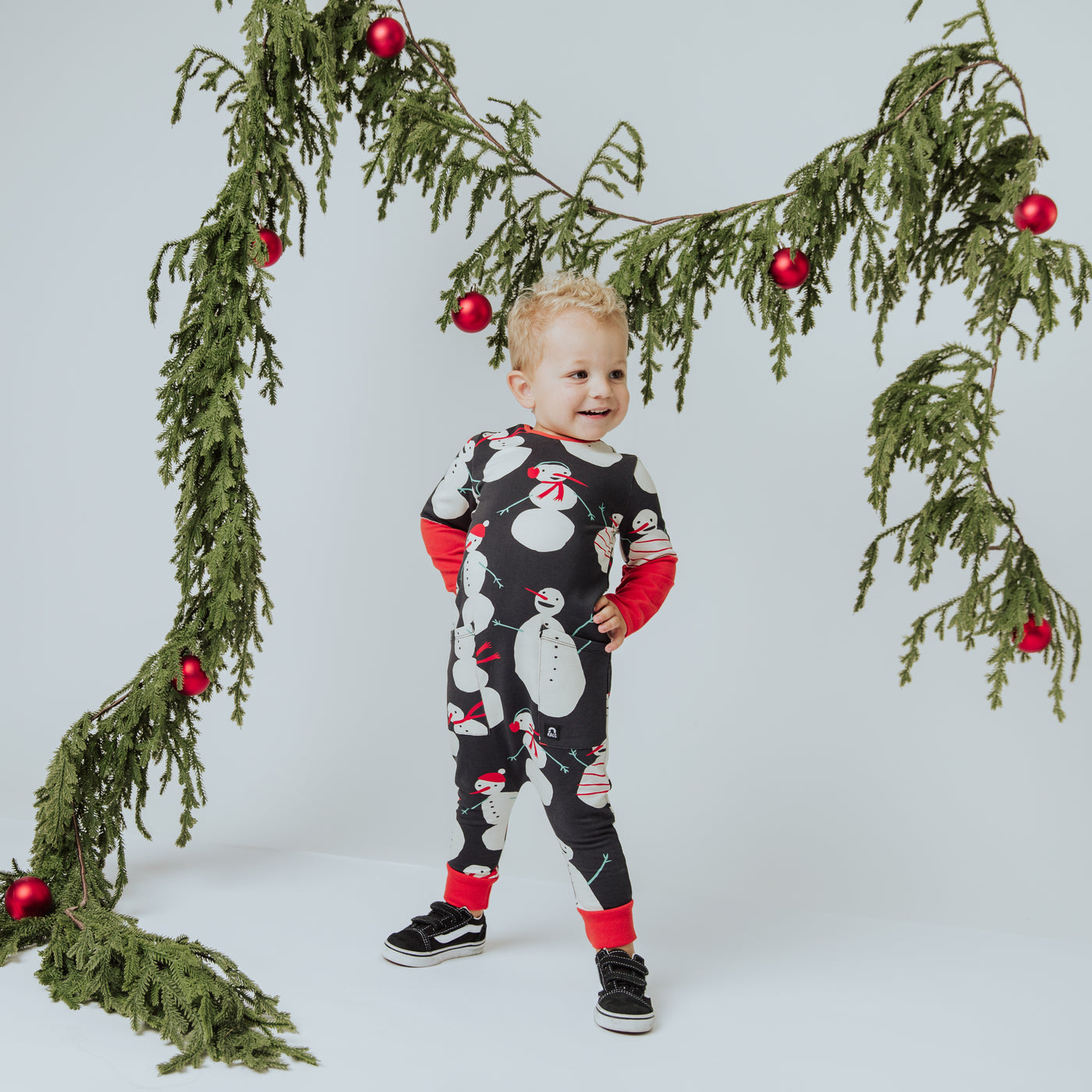 Layered Rag Romper - Snowmen