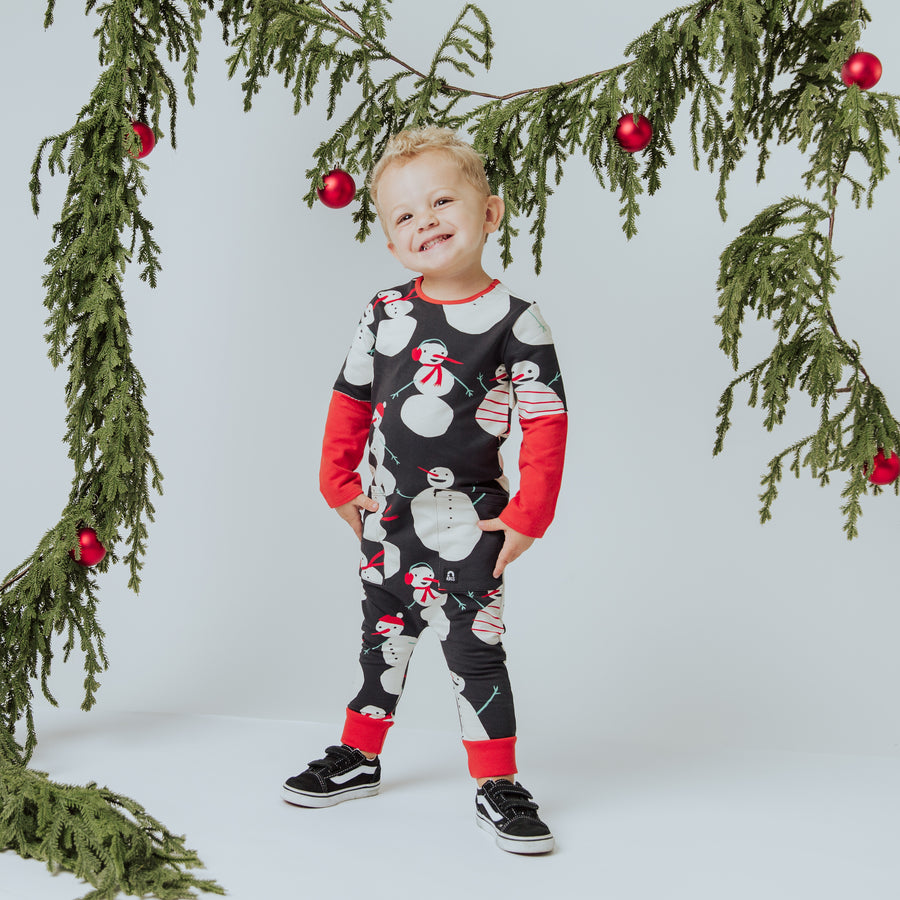 Layered Rag Romper - Snowmen