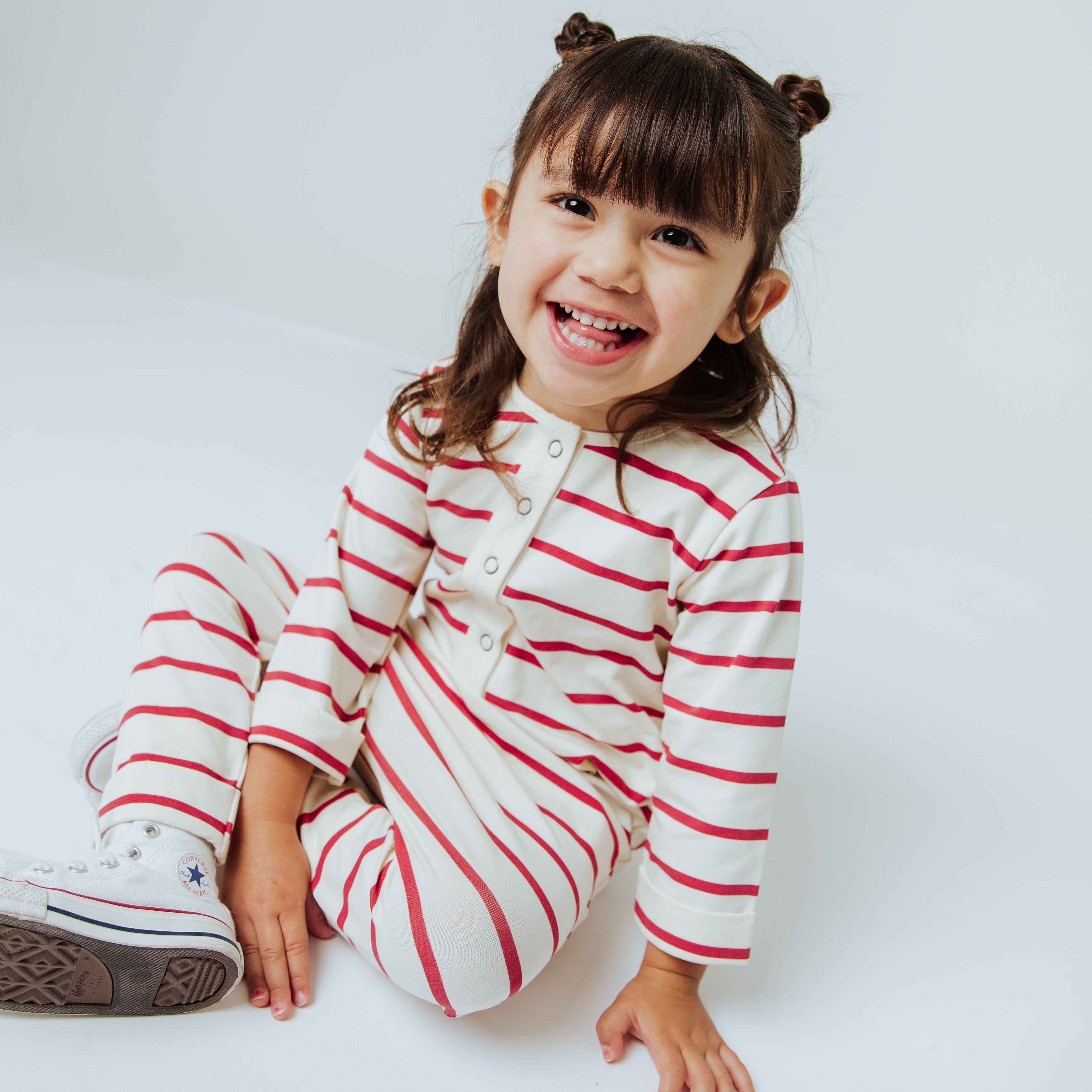 Essentials Rag Romper - Holiday Red and White Stripe