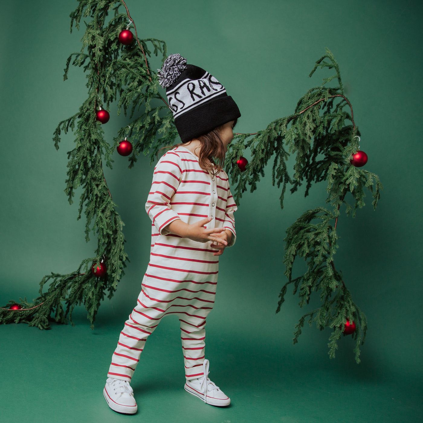 Essentials Rag Romper - Holiday Red and White Stripe