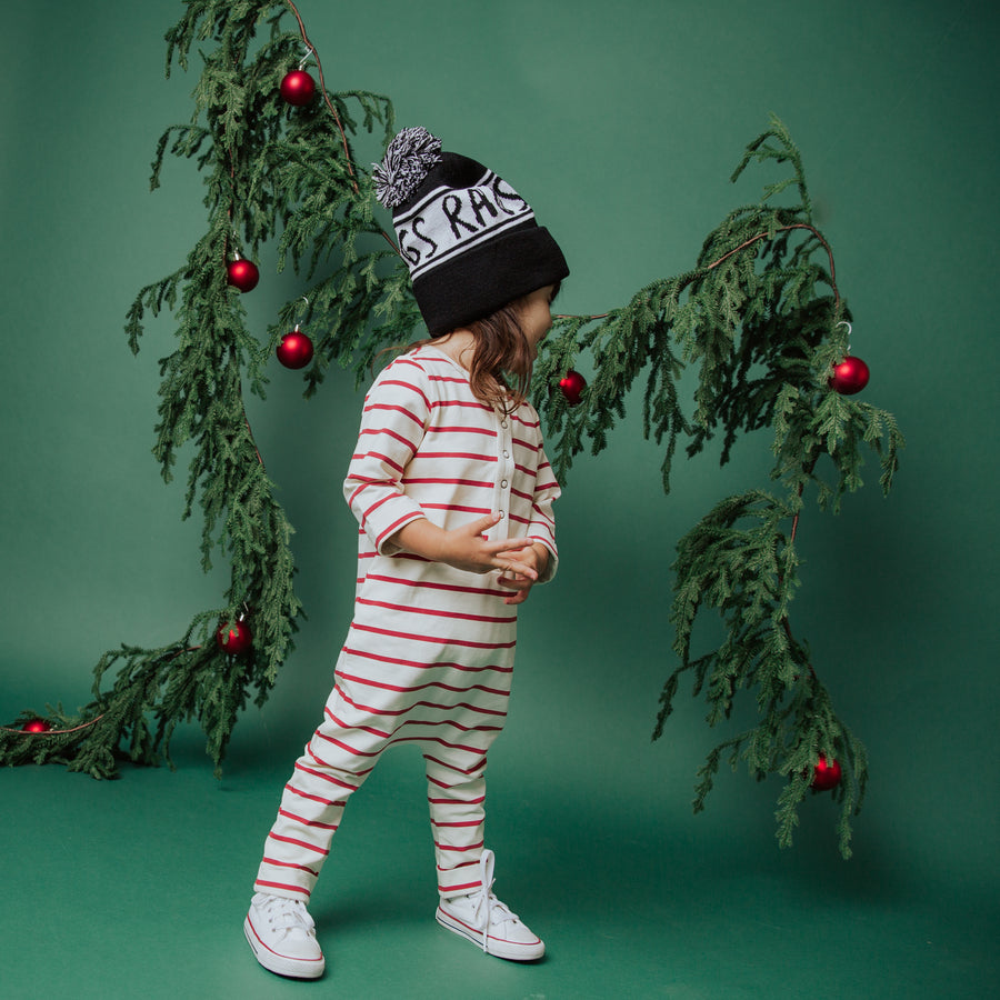 Essentials Rag Romper - Holiday Red and White Stripe - EXTENDED SHIP WINDOW