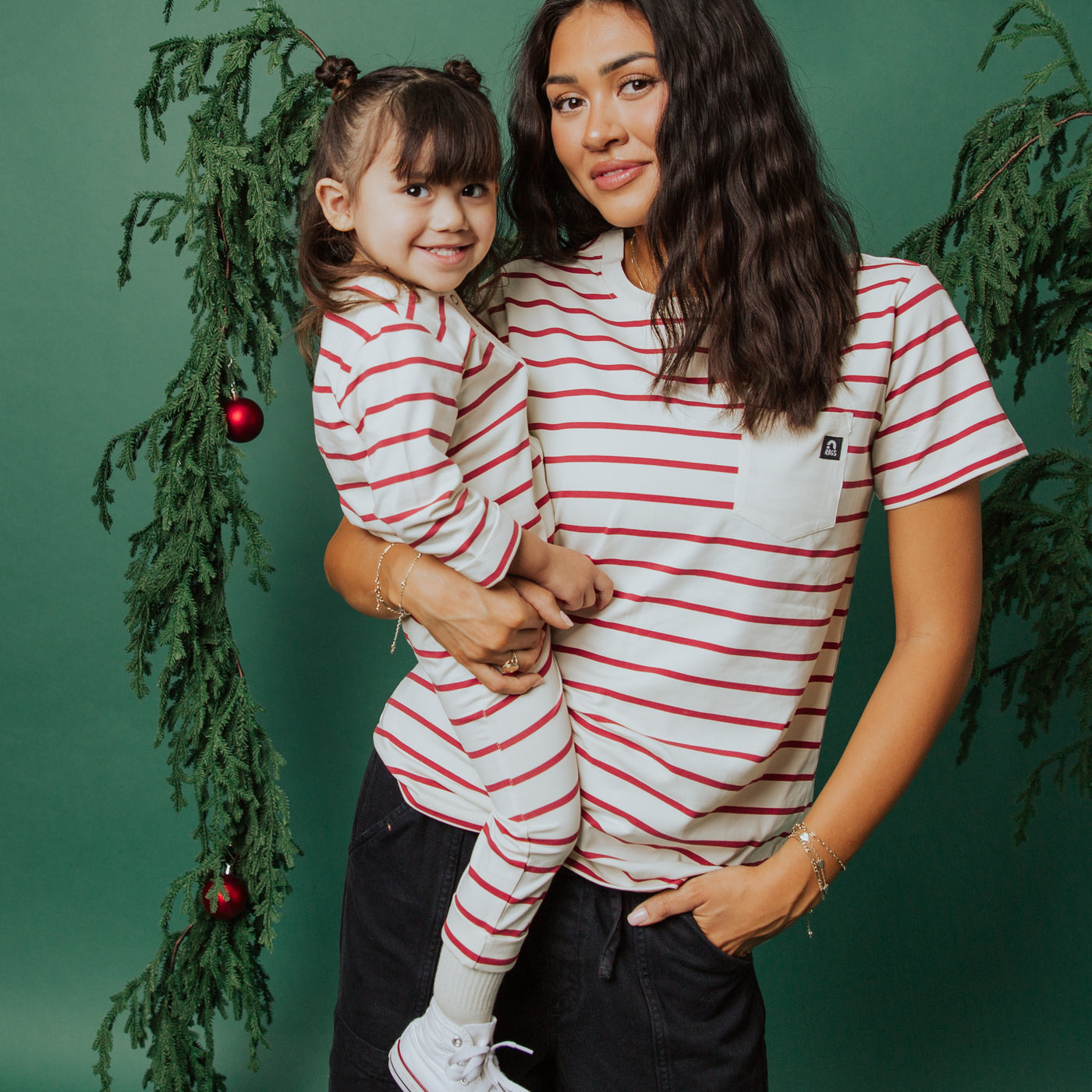 Essentials Rag Romper - Holiday Red and White Stripe