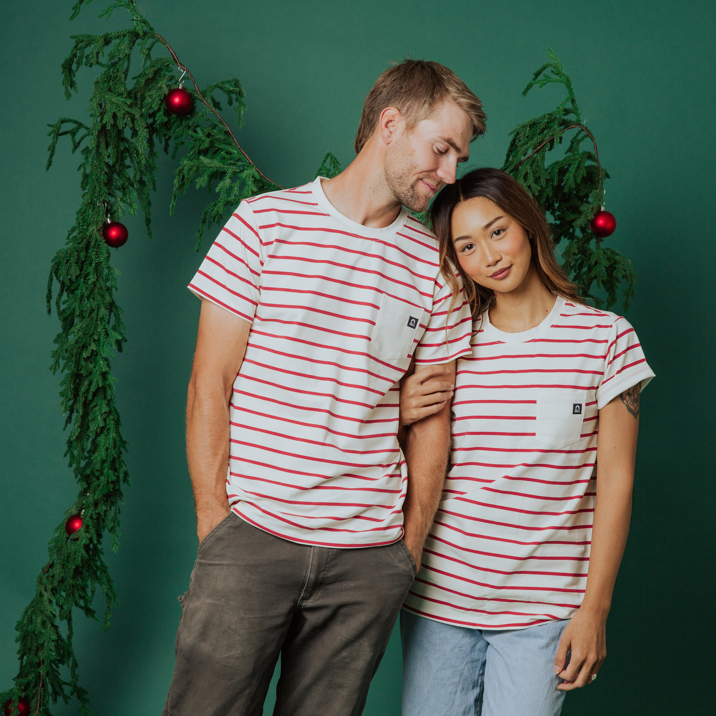 Adult Essentials Unisex Tee - Holiday Red and White Stripe