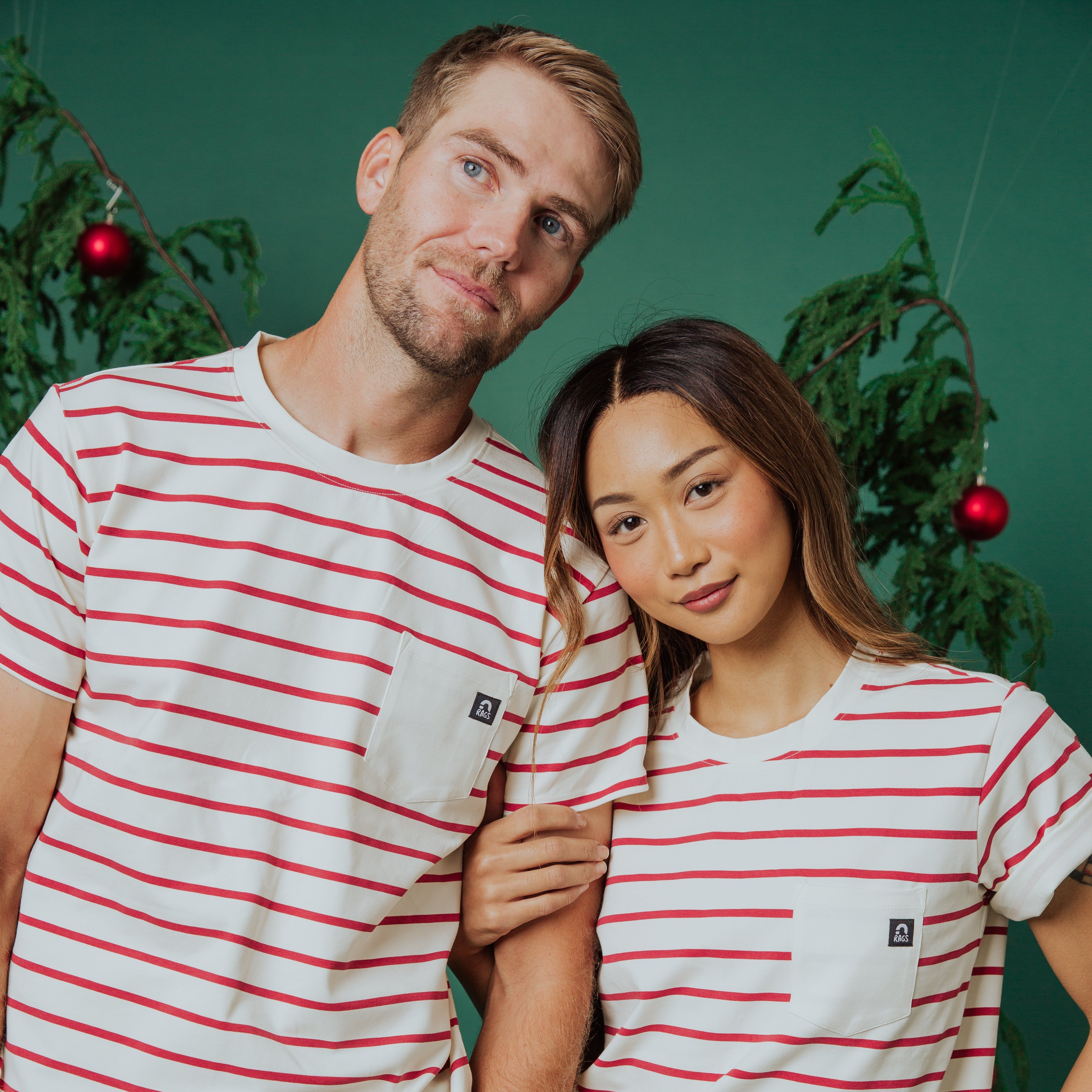 Adult Essentials Unisex Tee - Holiday Red and White Stripe