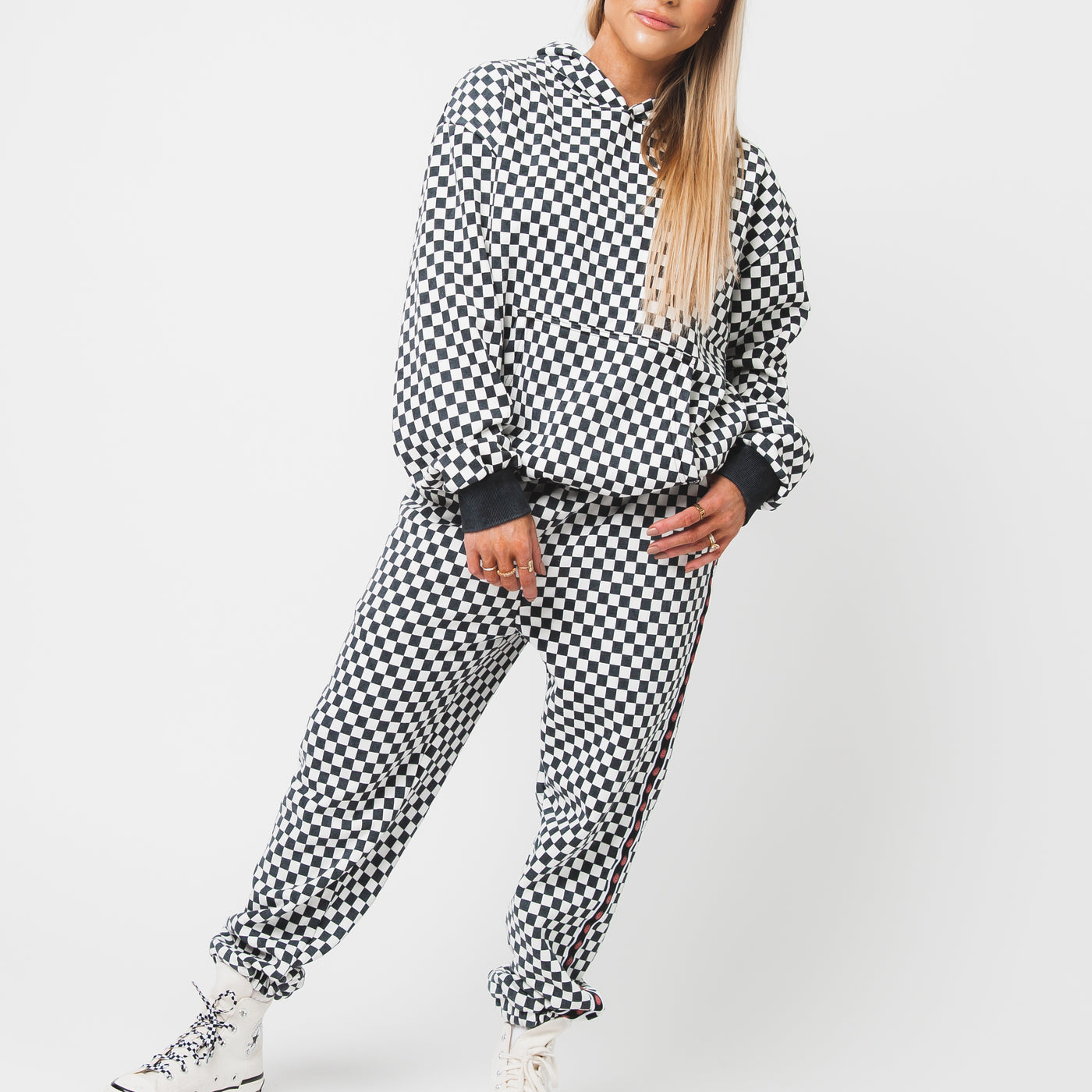 Adult Unisex Joggers - Black & White Mini Check