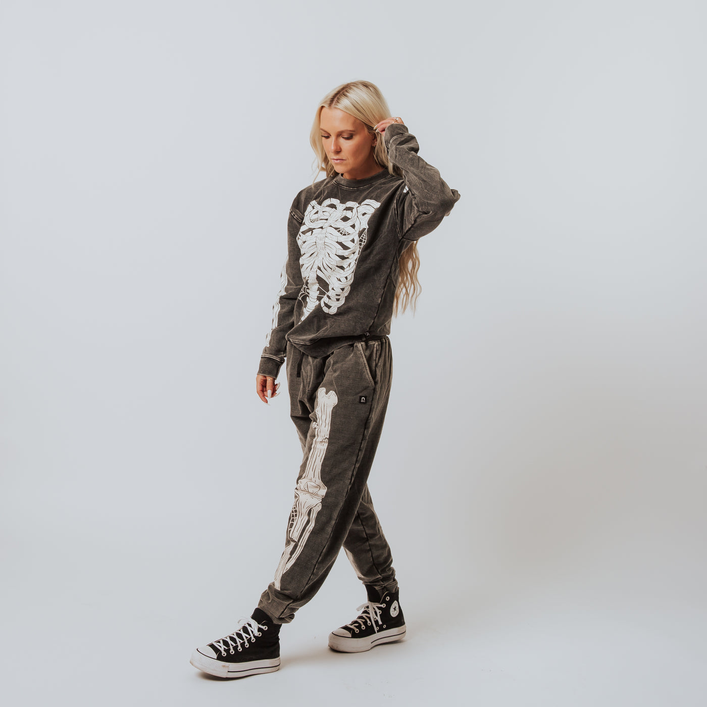 Adult Unisex Joggers - 'Skelly' - Washed Black Denim
