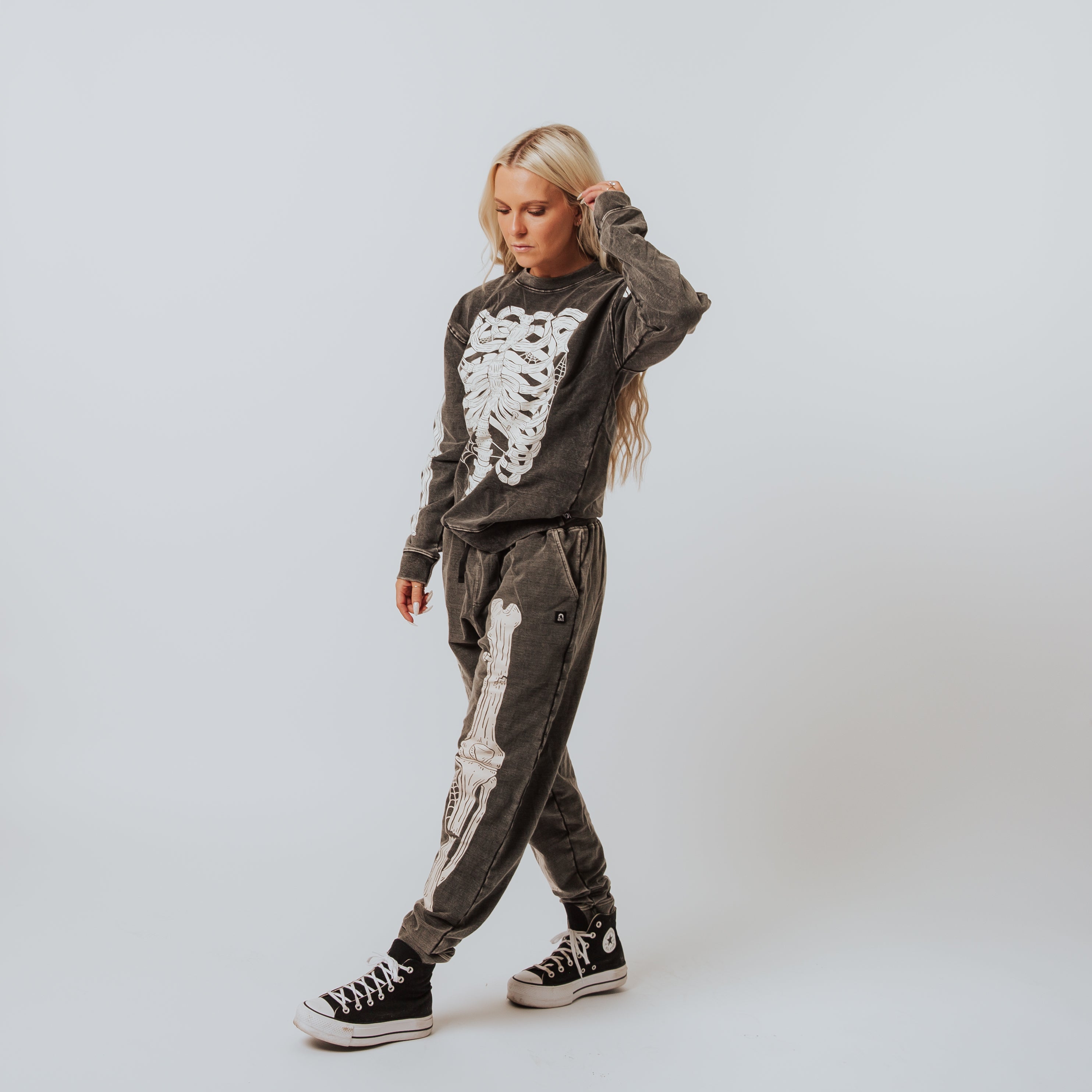 Adult Unisex Joggers - 'Skelly' - Washed Black Denim