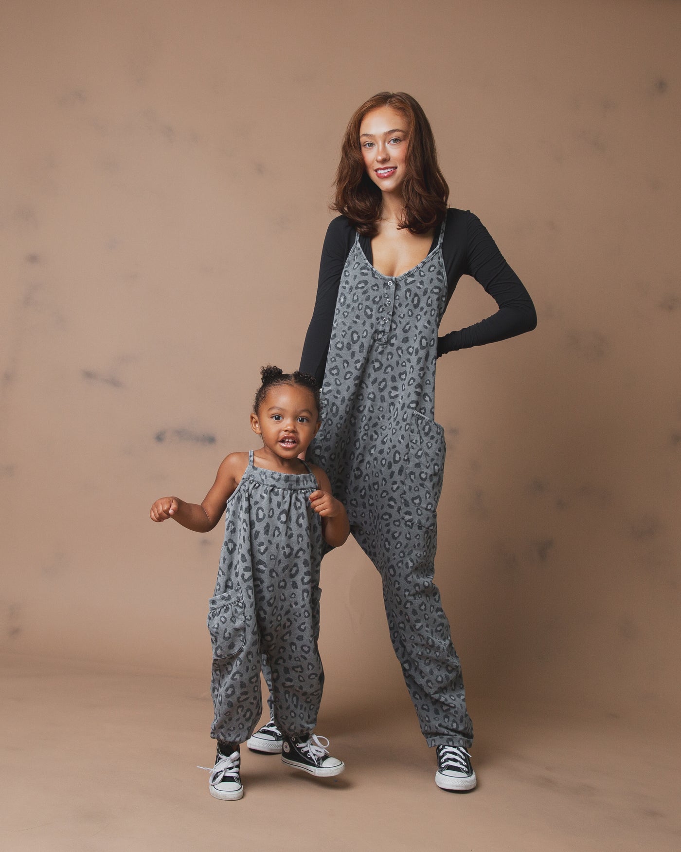 Women's Tank Romper - Charcoal Leopard