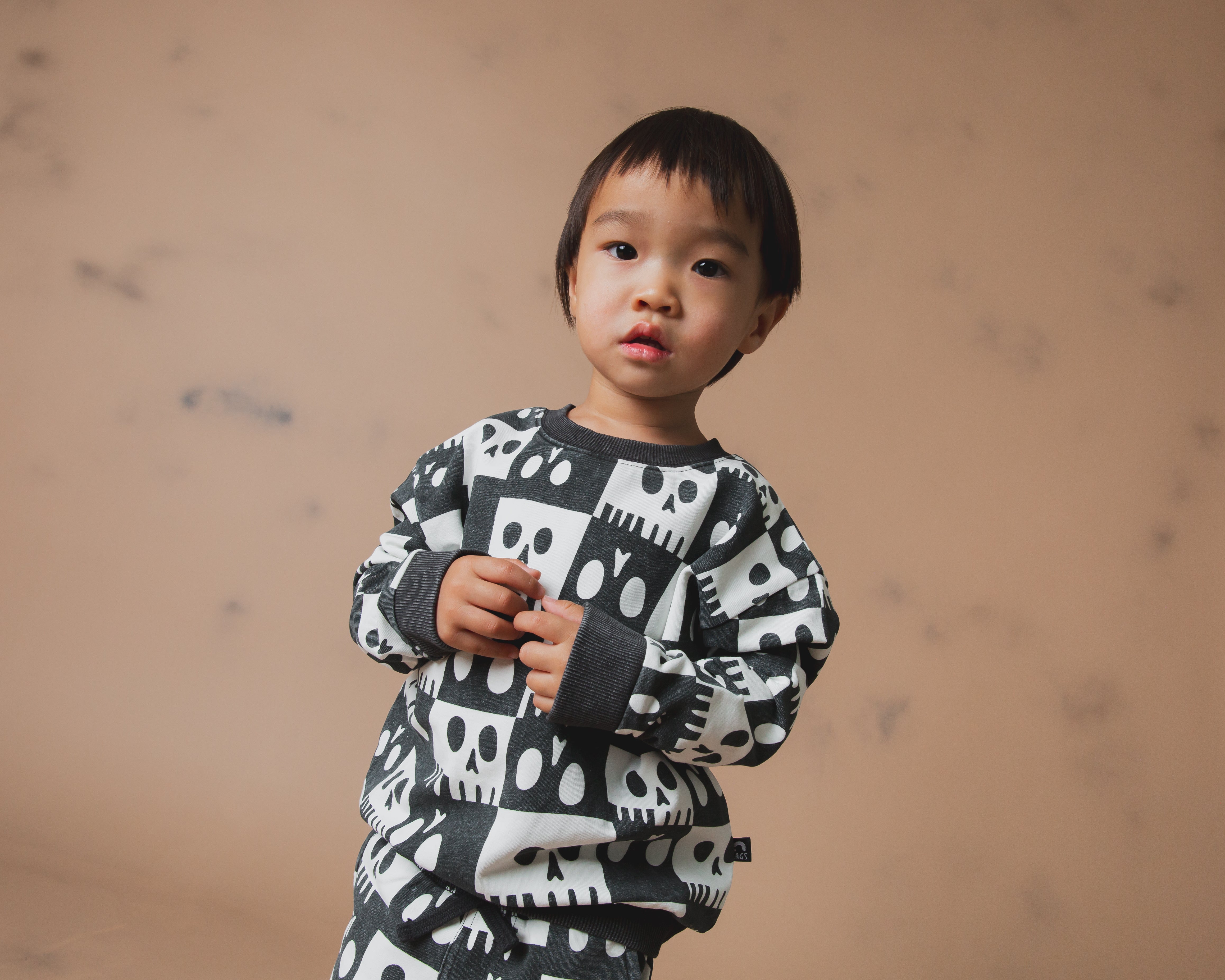 Kids Crewneck - Washed Skelly Check