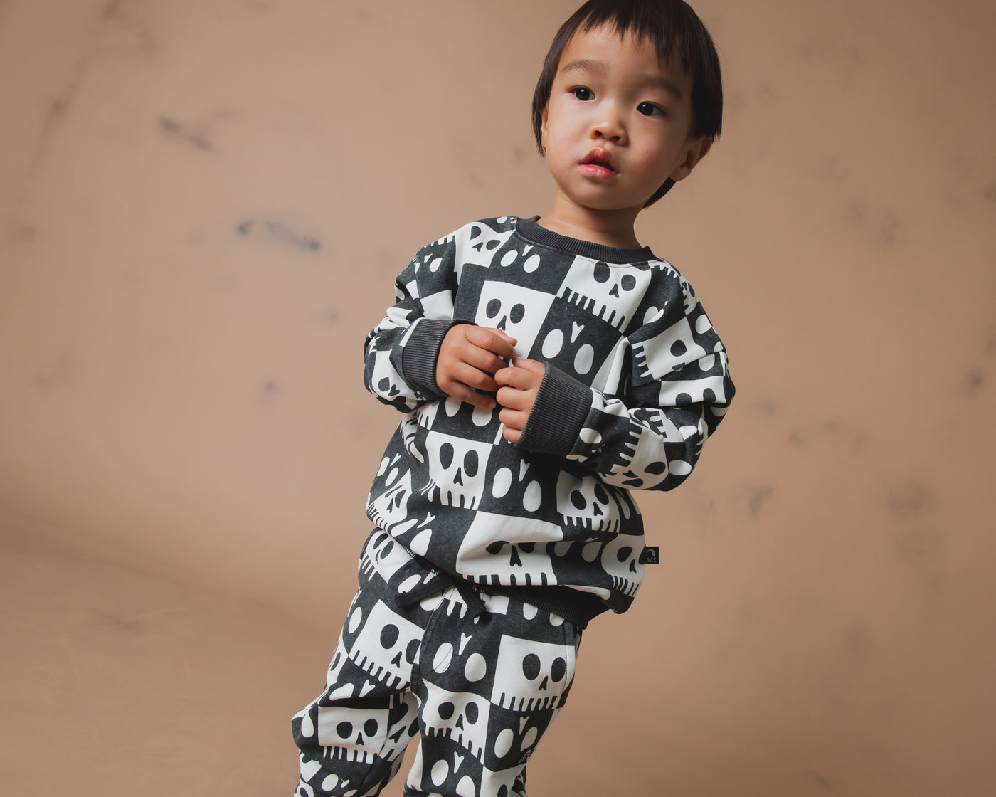 Kids Crewneck - Washed Skelly Check