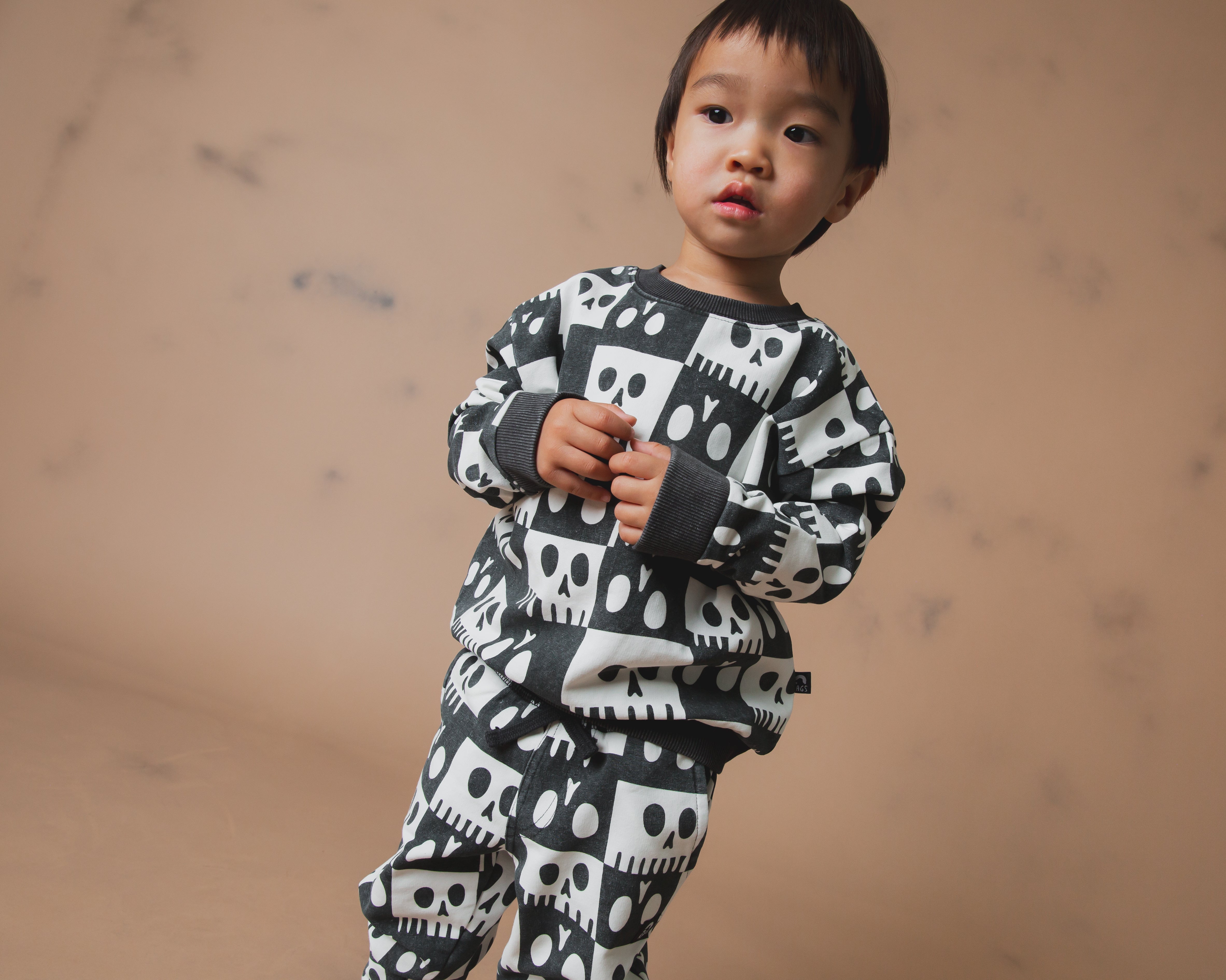 Kids Crewneck - Washed Skelly Check