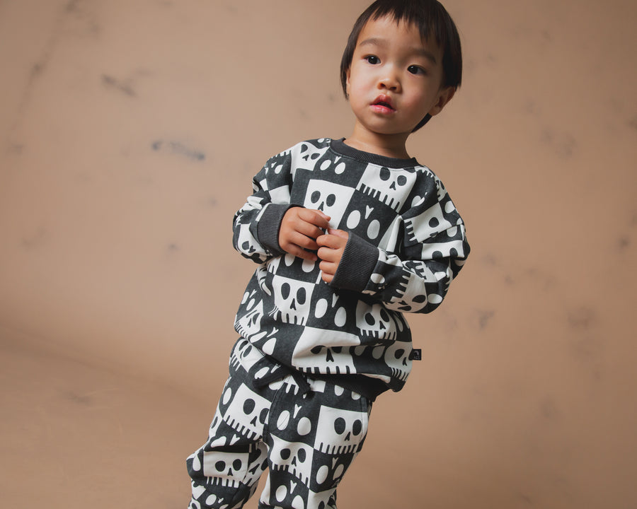Kids Crewneck - Washed Skelly Check