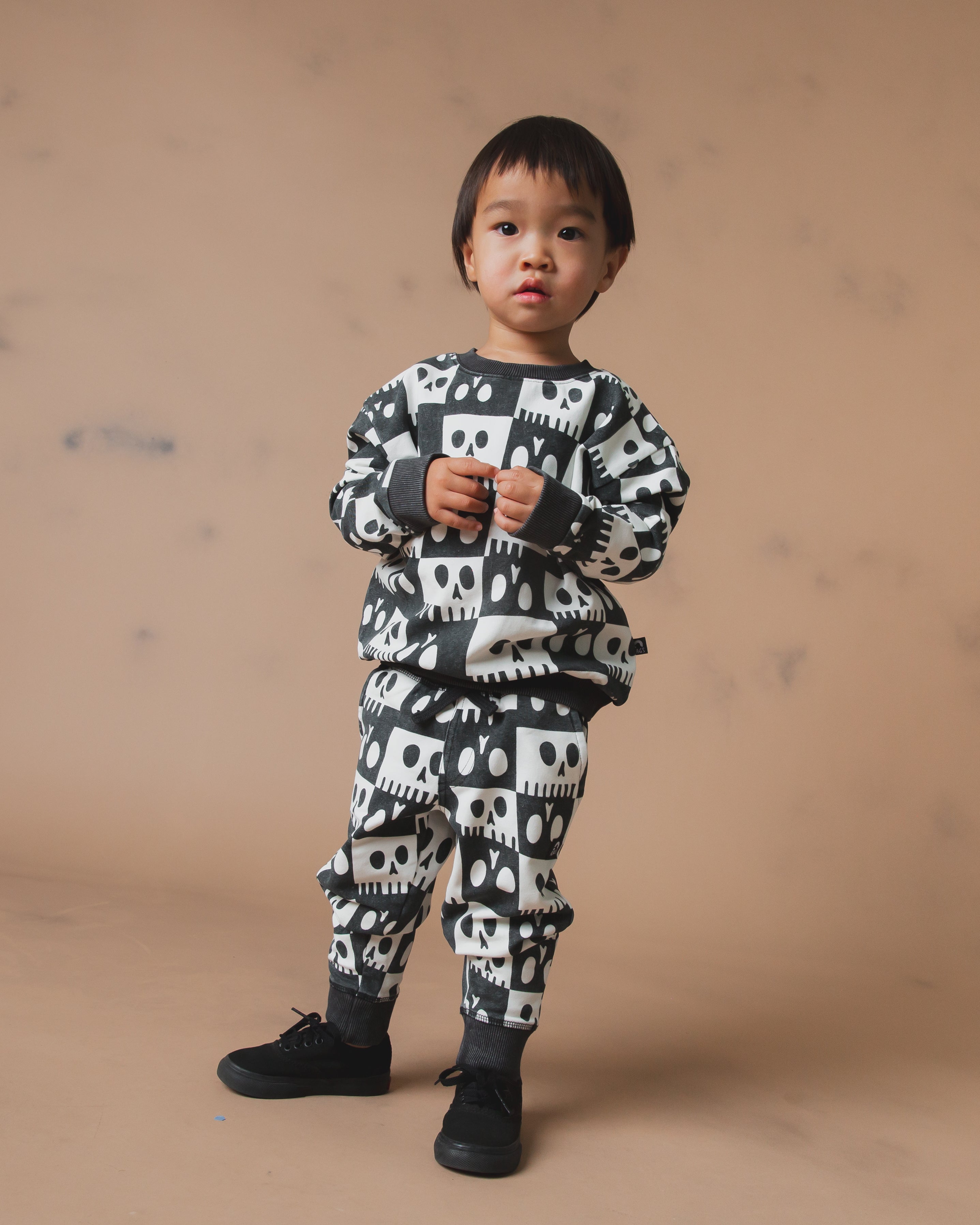 Kids Crewneck - Washed Skelly Check