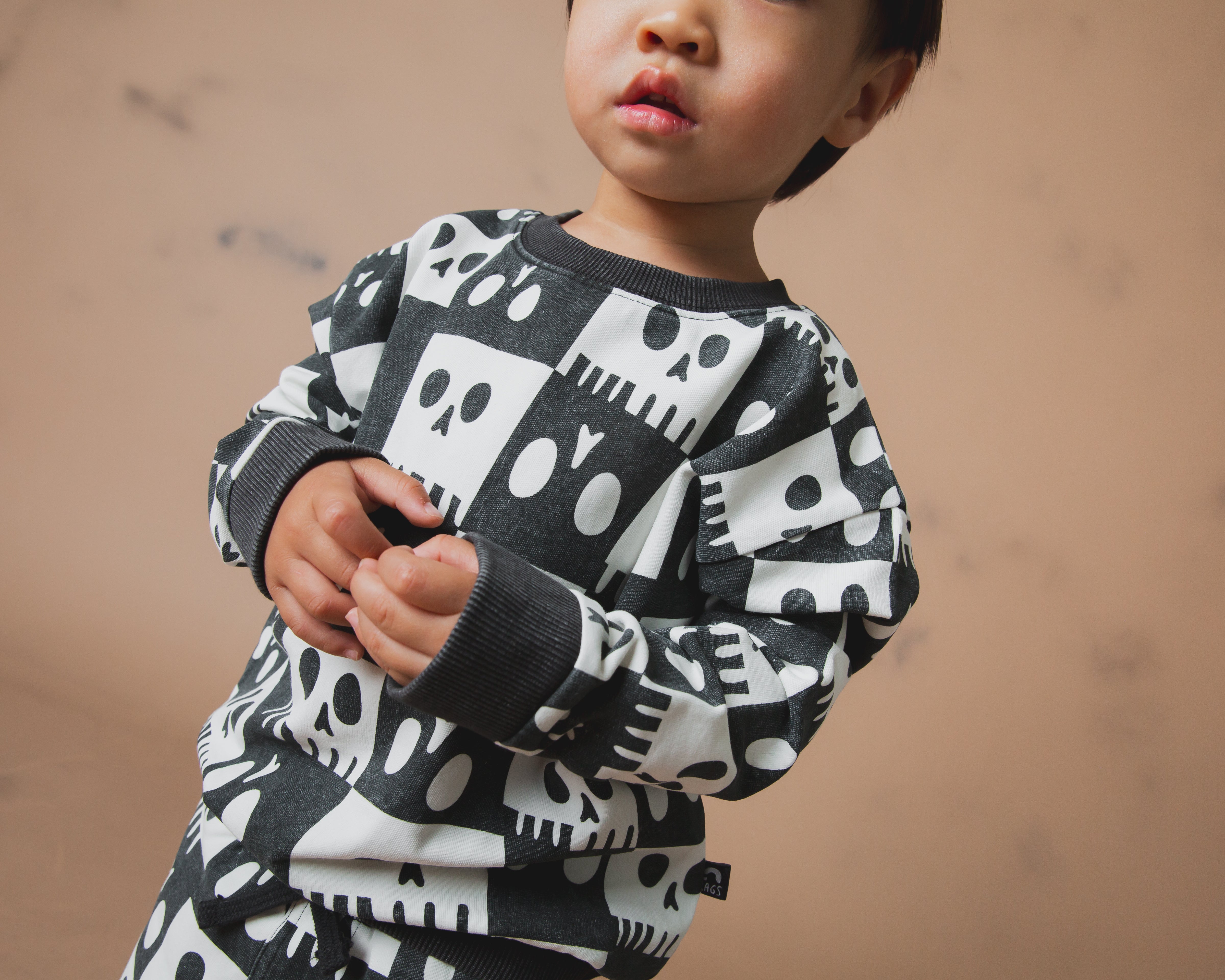Kids Crewneck - Washed Skelly Check