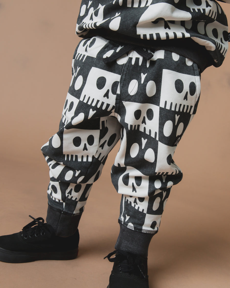 Relaxed Fit Joggers - Washed Skelly Check