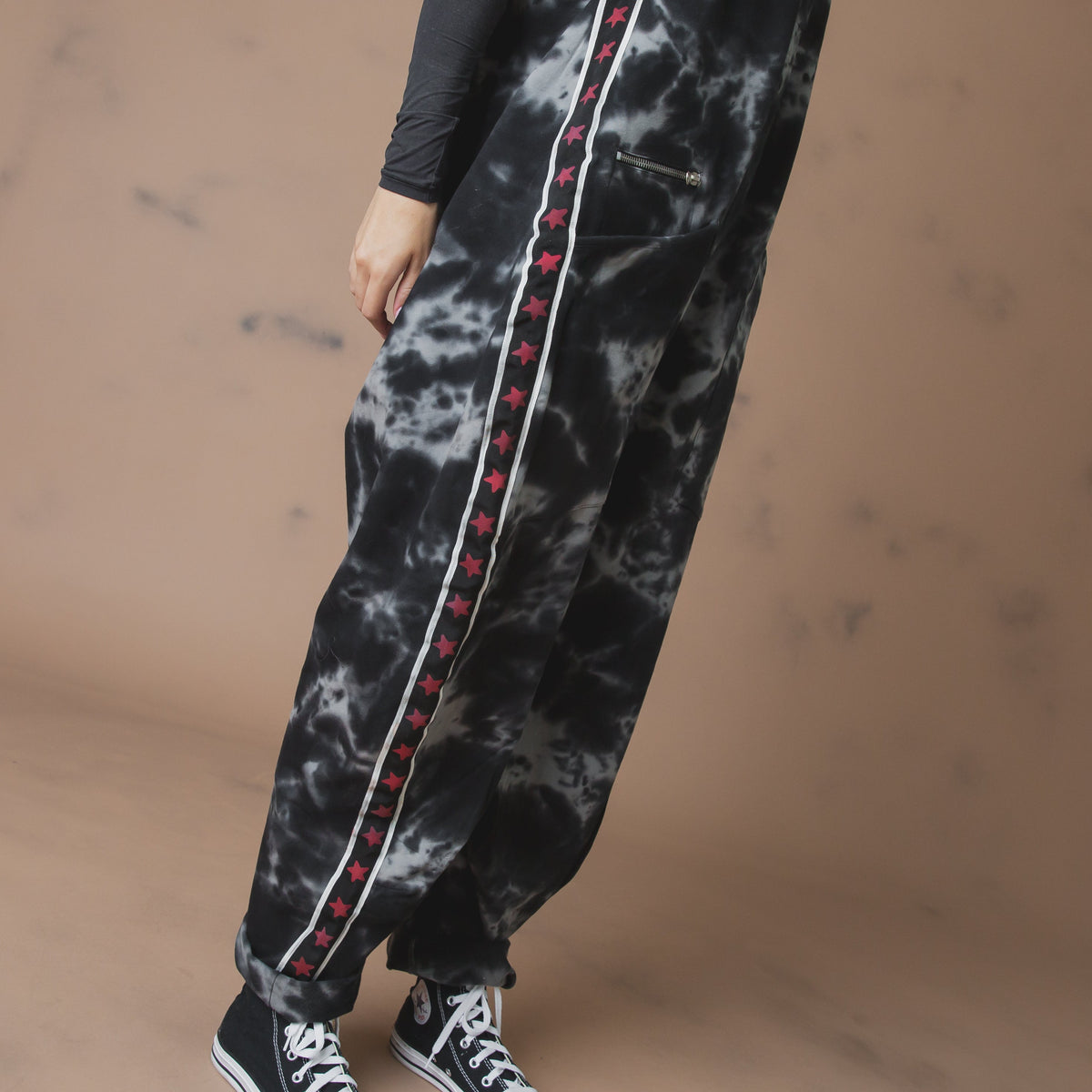 Women's Tank Romper - Black Tie Dye