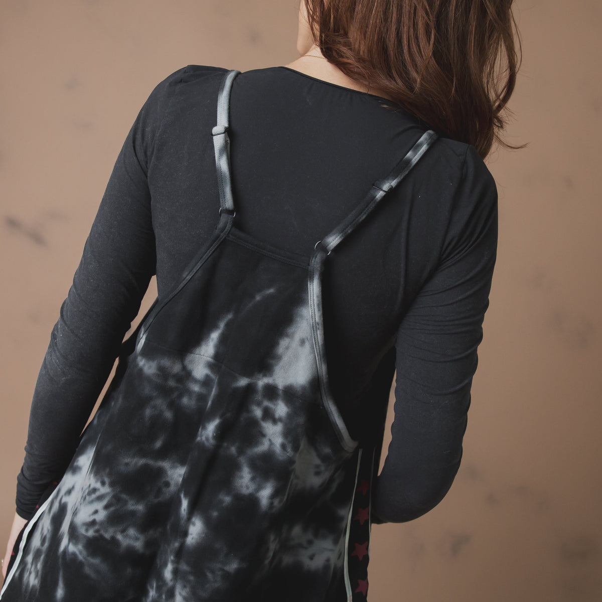 Women's Tank Romper - Black Tie Dye