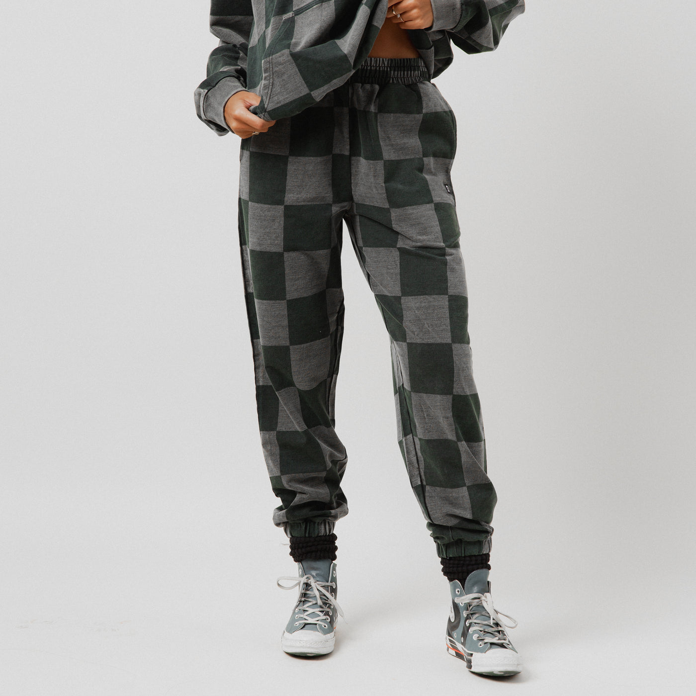 Adult Unisex Joggers - Black Denim Check