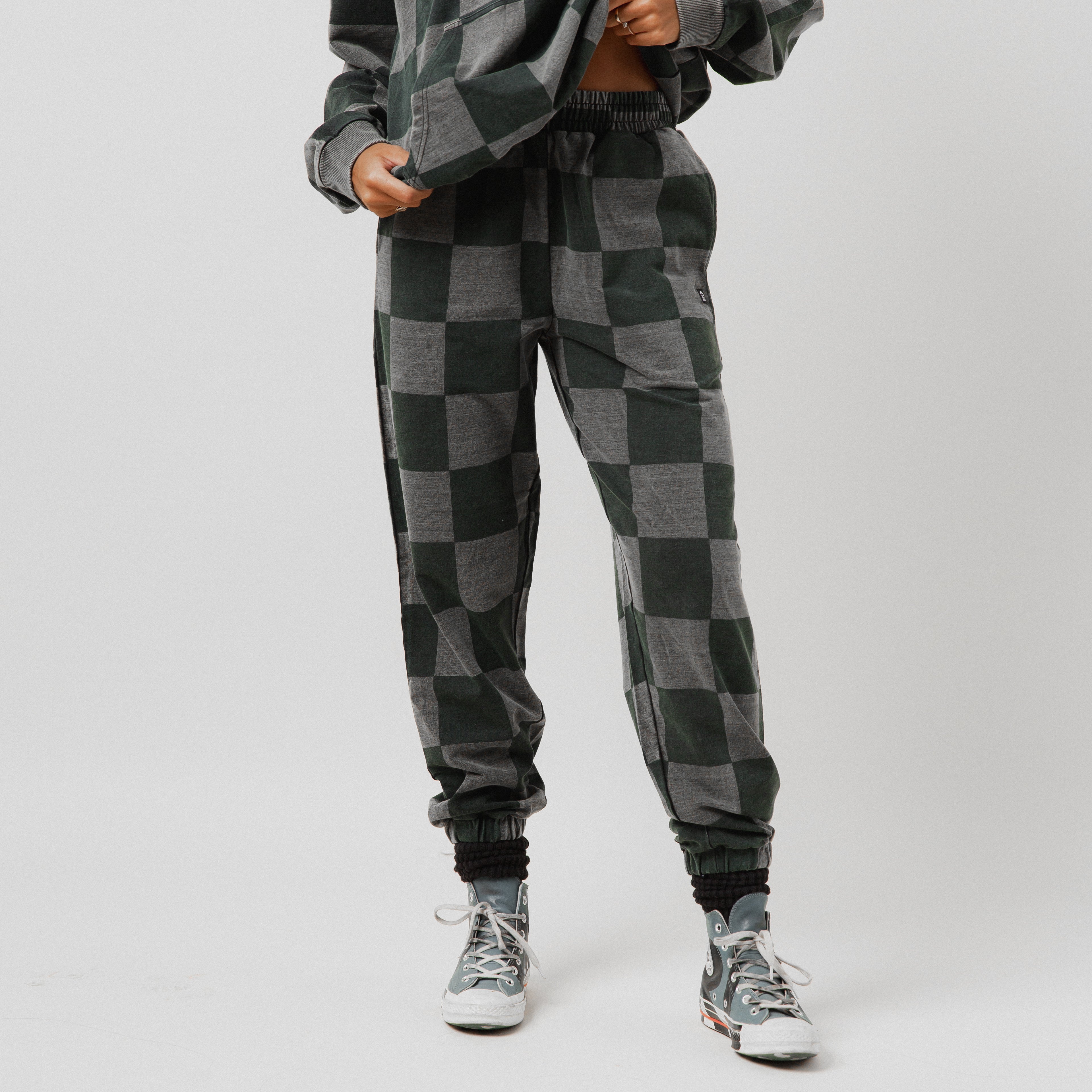 Adult Unisex Joggers - Black Denim Check