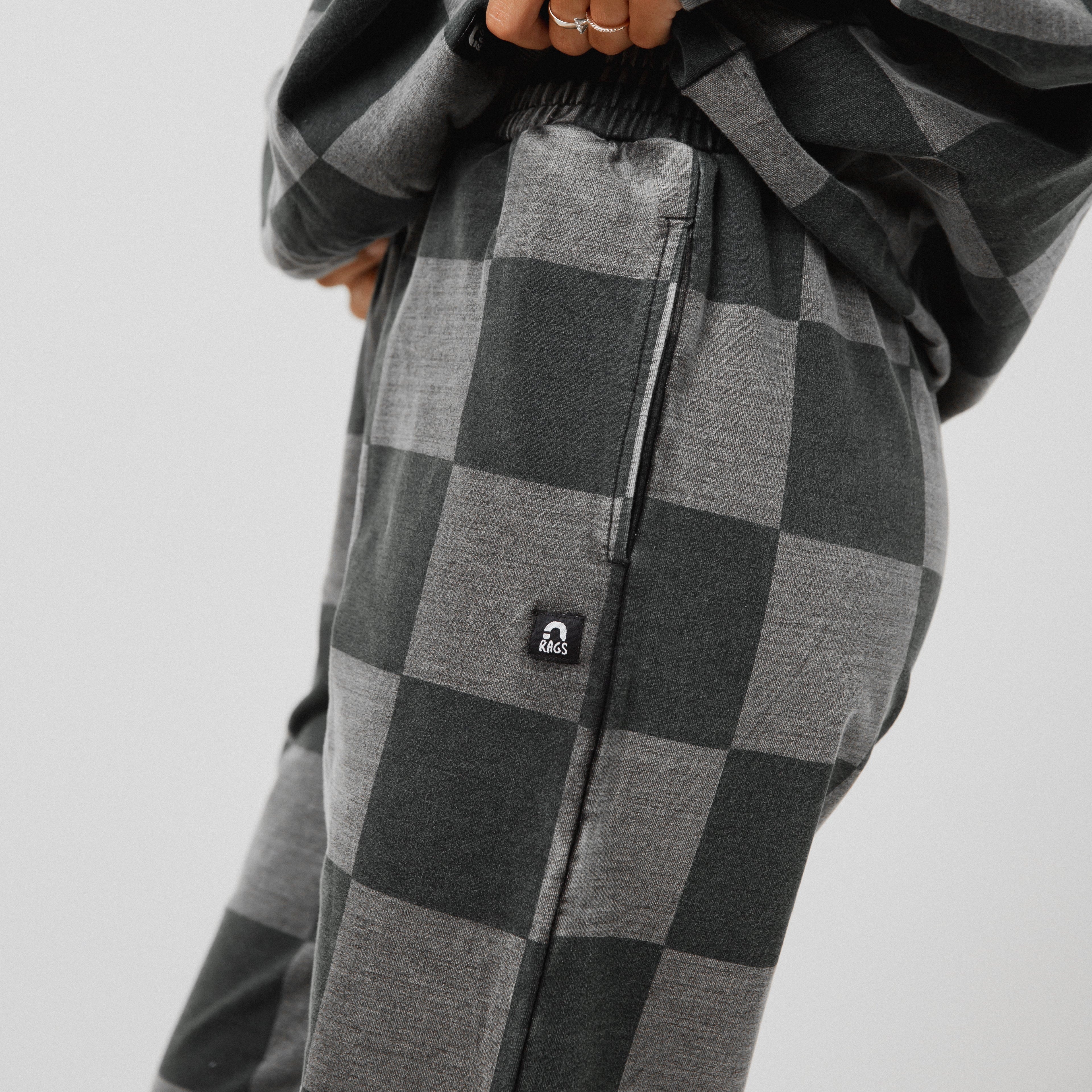 Adult Unisex Joggers - Black Denim Check