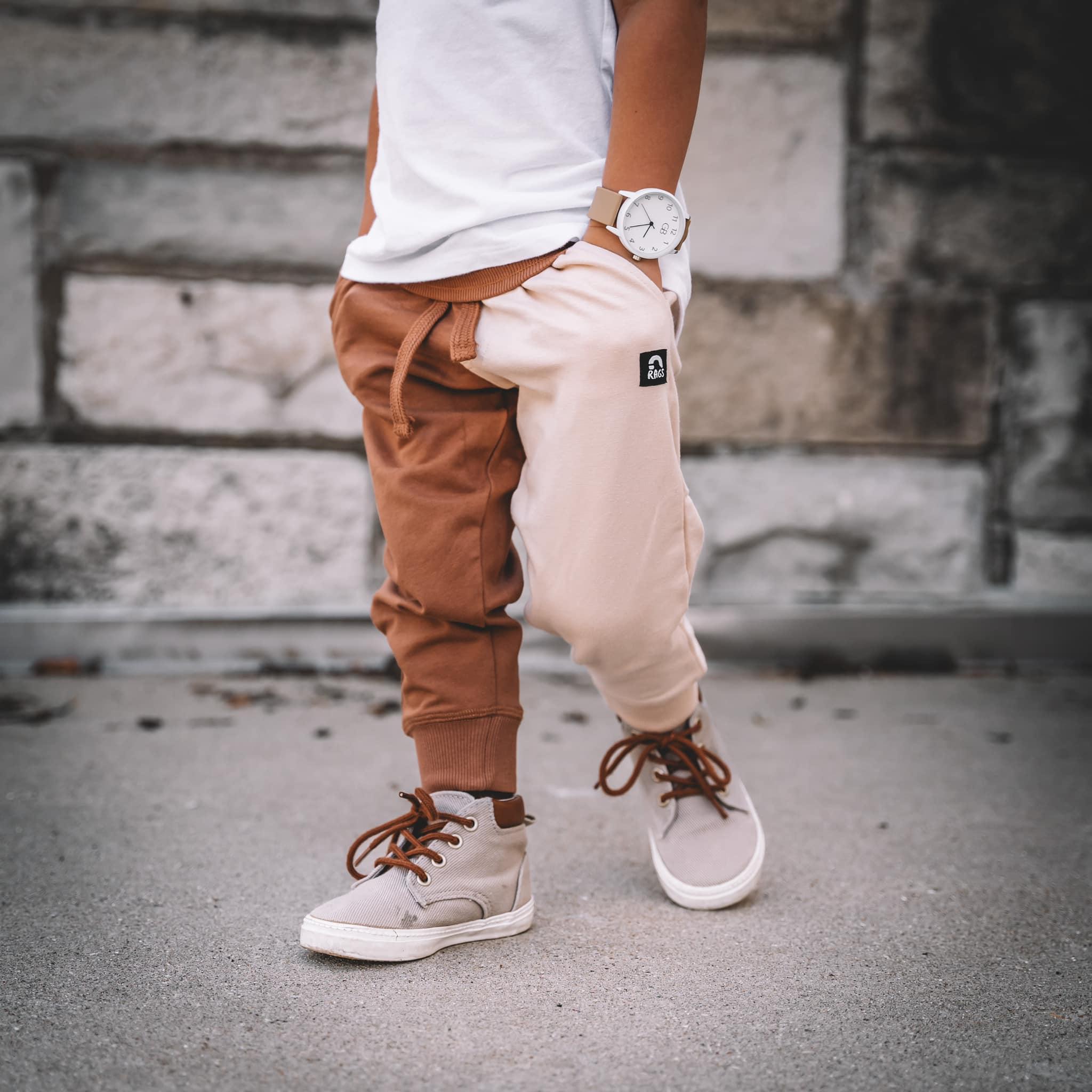 Relaxed Fit Joggers - 'Cream & Camel'