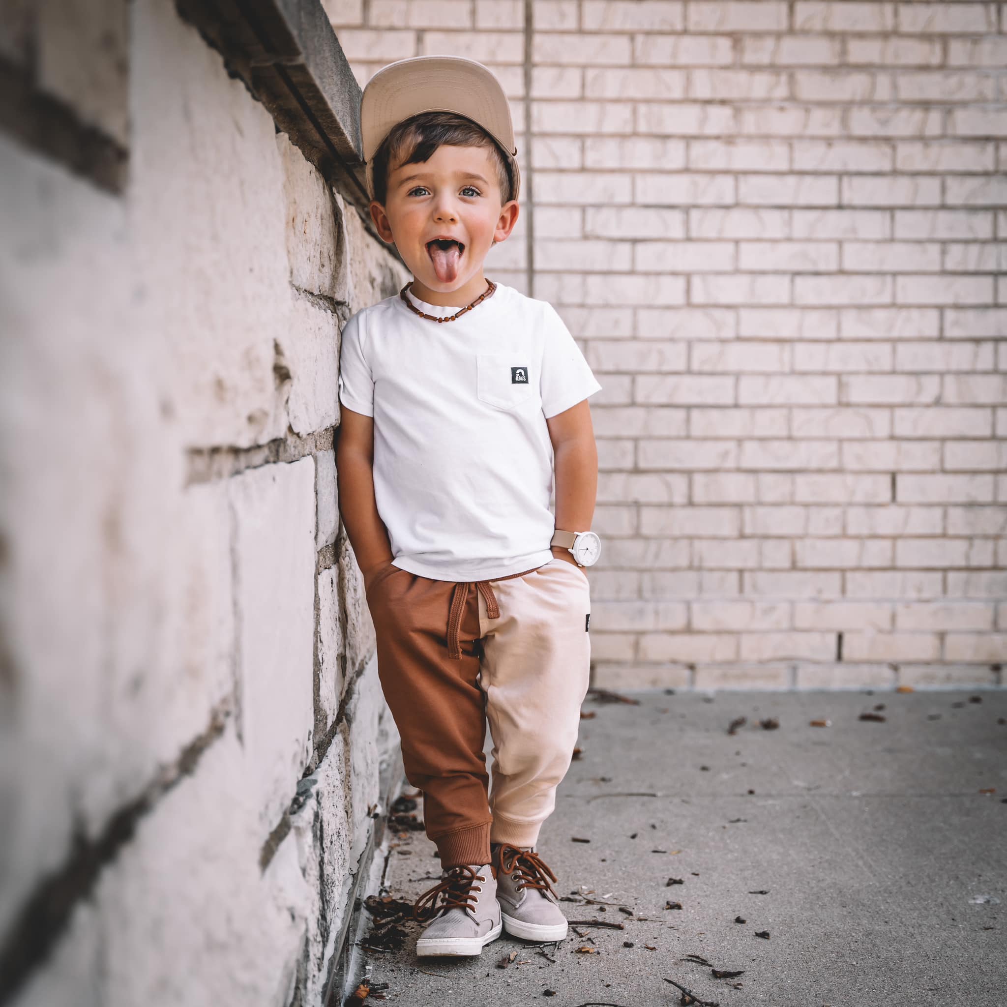 Essentials Short Sleeve Chest Pocket Rounded Kids Tee - 'White'